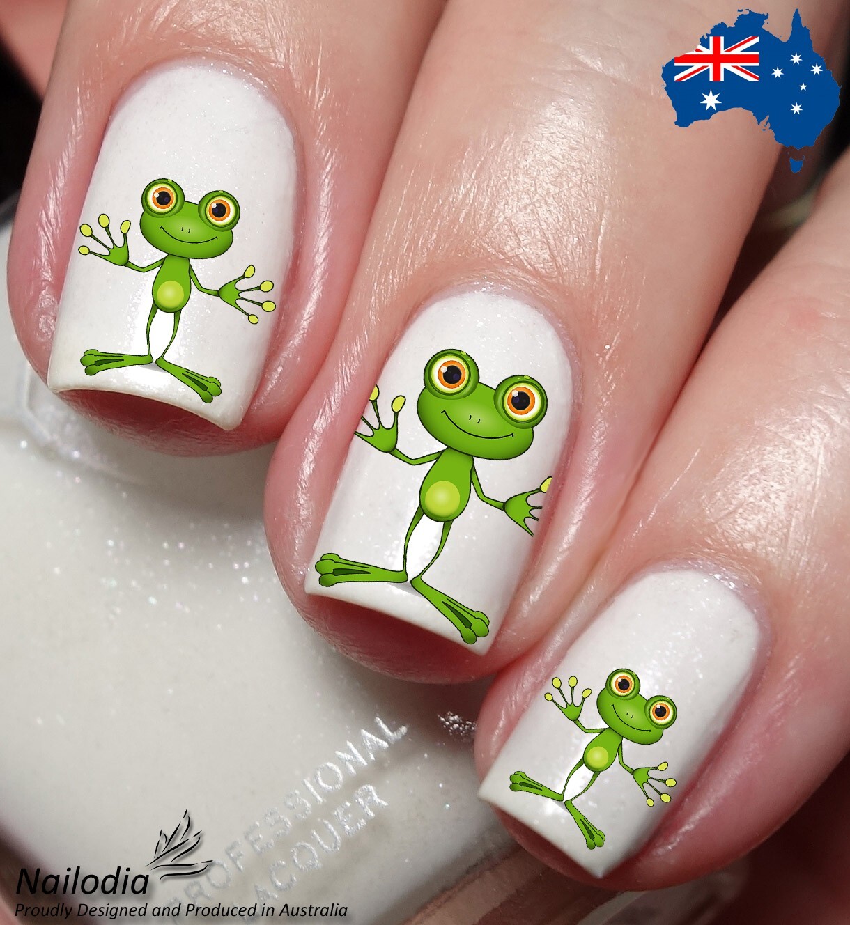 Cute Happy Frog Nail Art Decal Sticker