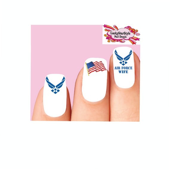 Waterslide Nail Decals Set of 20 – USAF United States US Air Force Wife Assorted