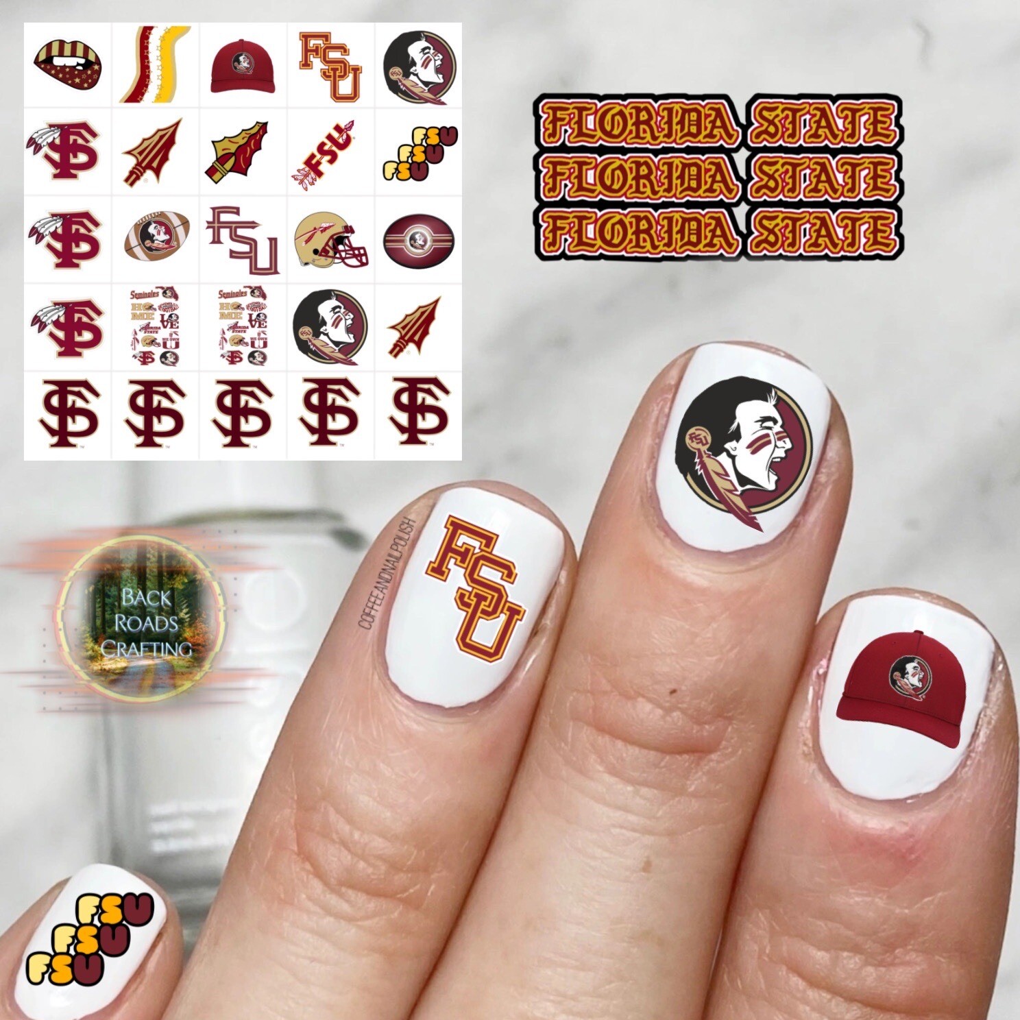Florida State FSU Waterslide Nail Decals Set Of 50 Instructions & Bonus