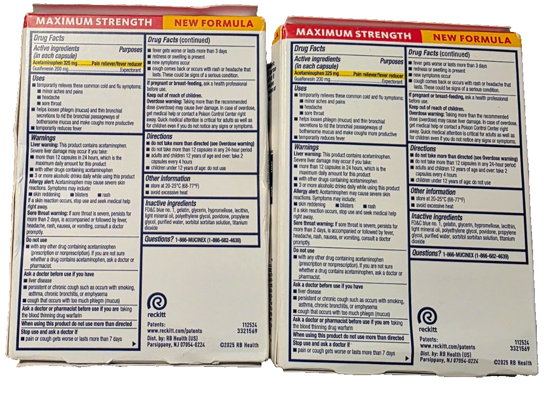 Mucinex Max Strength Fast Max Cold Flu & Sore Throat 32 Liquid Gels EXP: 12/2026
