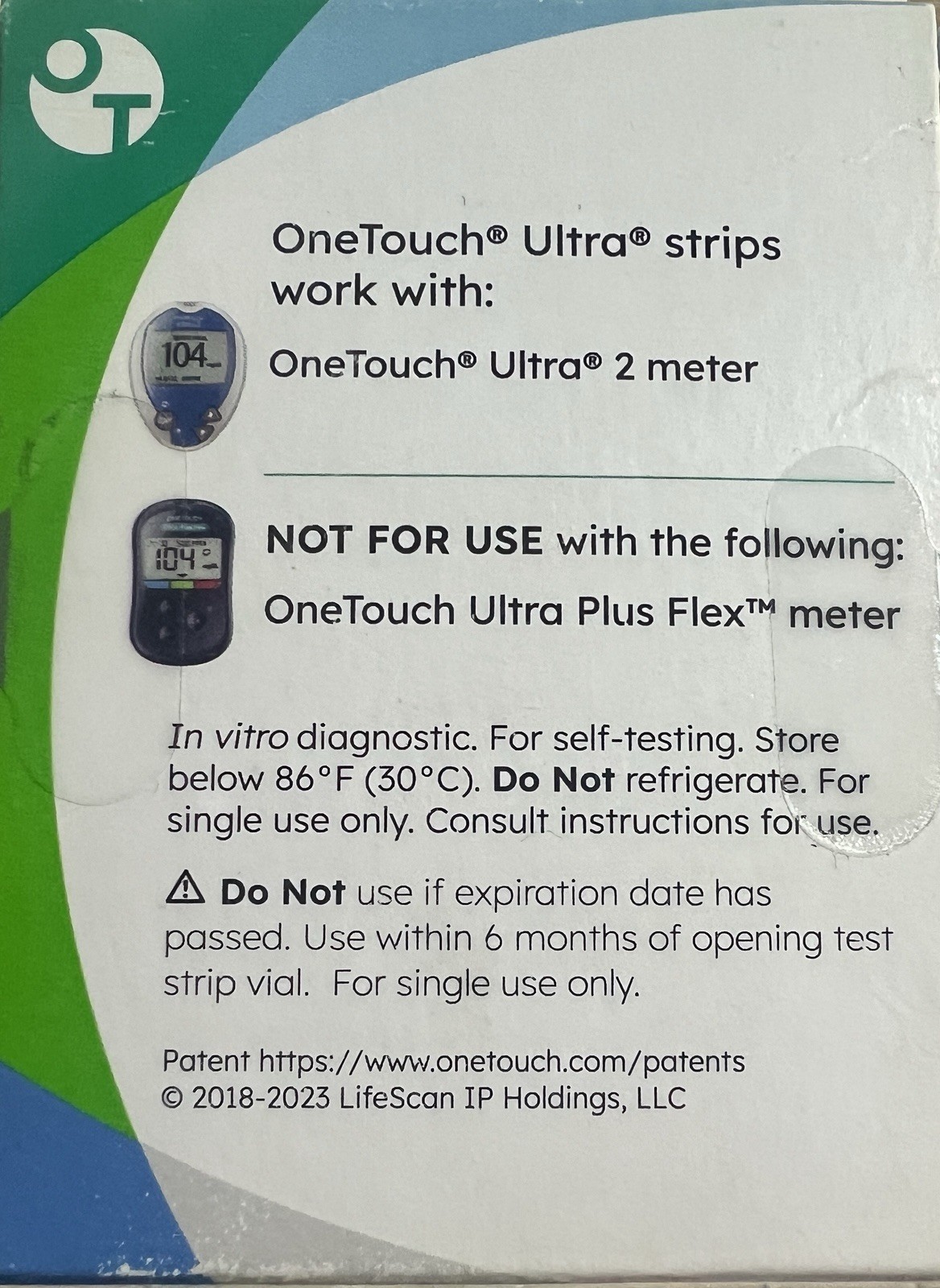 Onetouch Ultra 100ct Test Strips-Exp 09/2026
