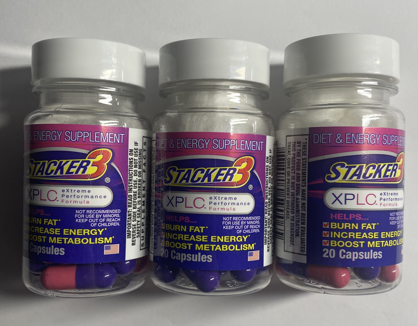 3x 20ct Stacker 3 XPLC Bottles Dietary Supplement Weight Loss 60 Pills Total