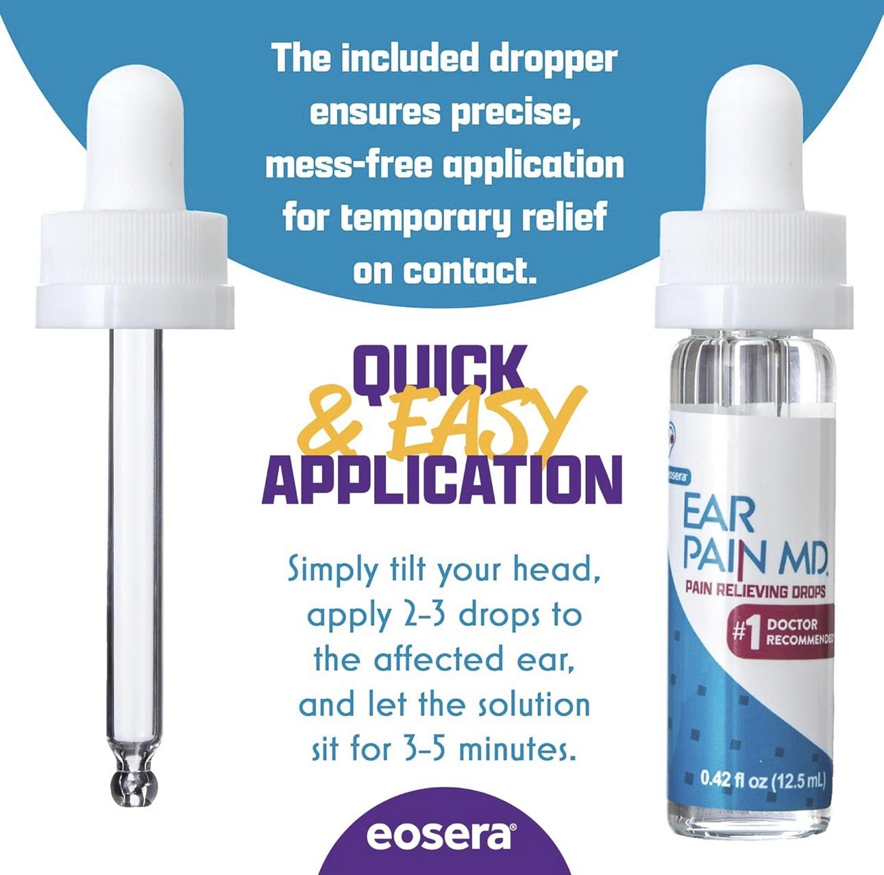 2x EOSERA Ear Pain MD Pain Relieving Drops 12.5ml (EXP 08-2026+) FREE SHIP