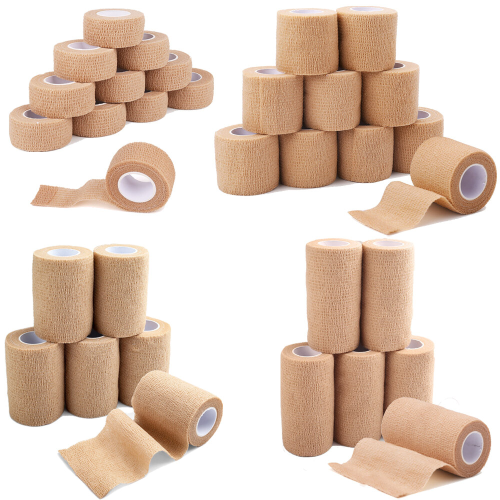 Self Adherent Cohesive Bandages Wrap 1″ 2″ 3″ 4″ x 5 Yards Adhesive Medical Tape
