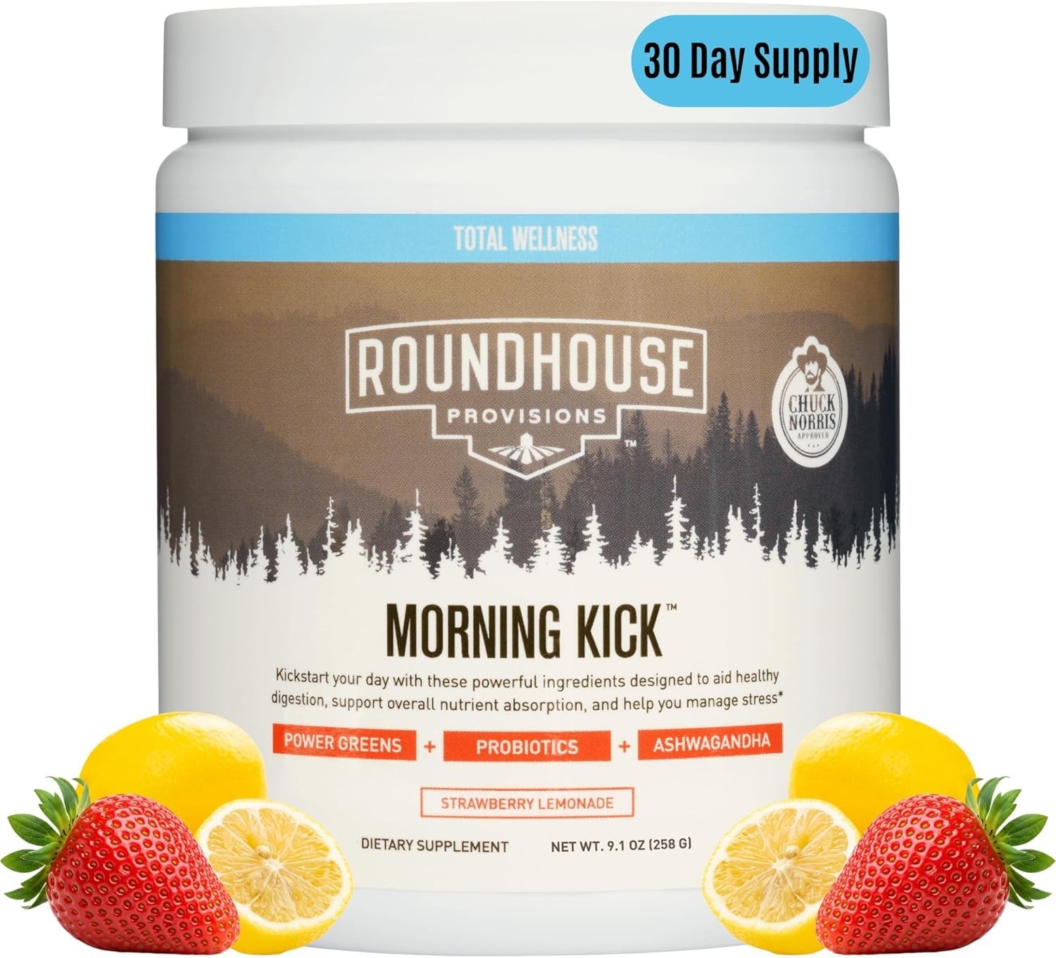 By Chuck Norris Morning Kick green Superfoods Powder Supplement with Ashwaganda