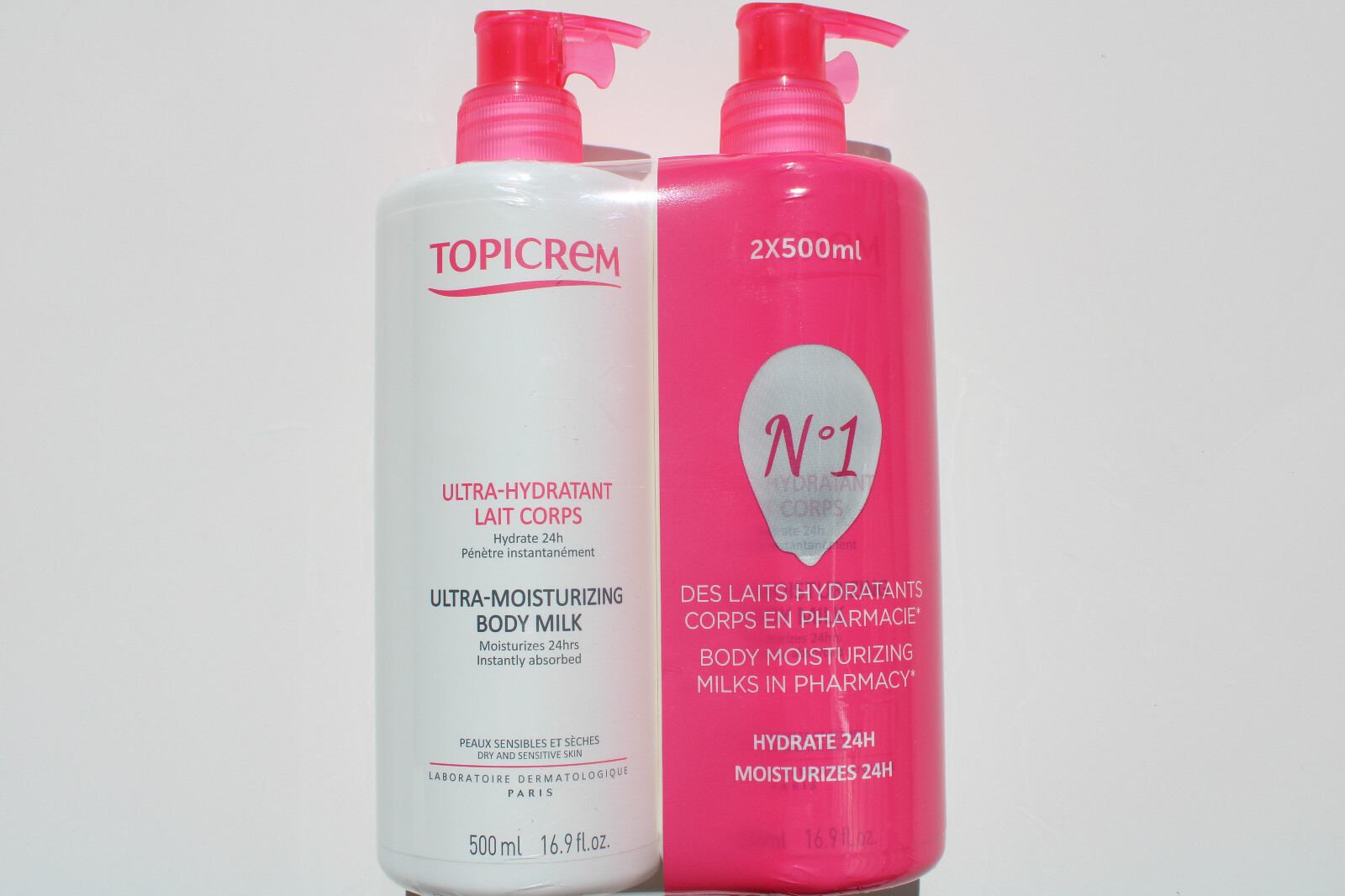 Topicrem Ultra-Moisturizing Body Milk 2x 500ml,Dry and Sensitive Skin