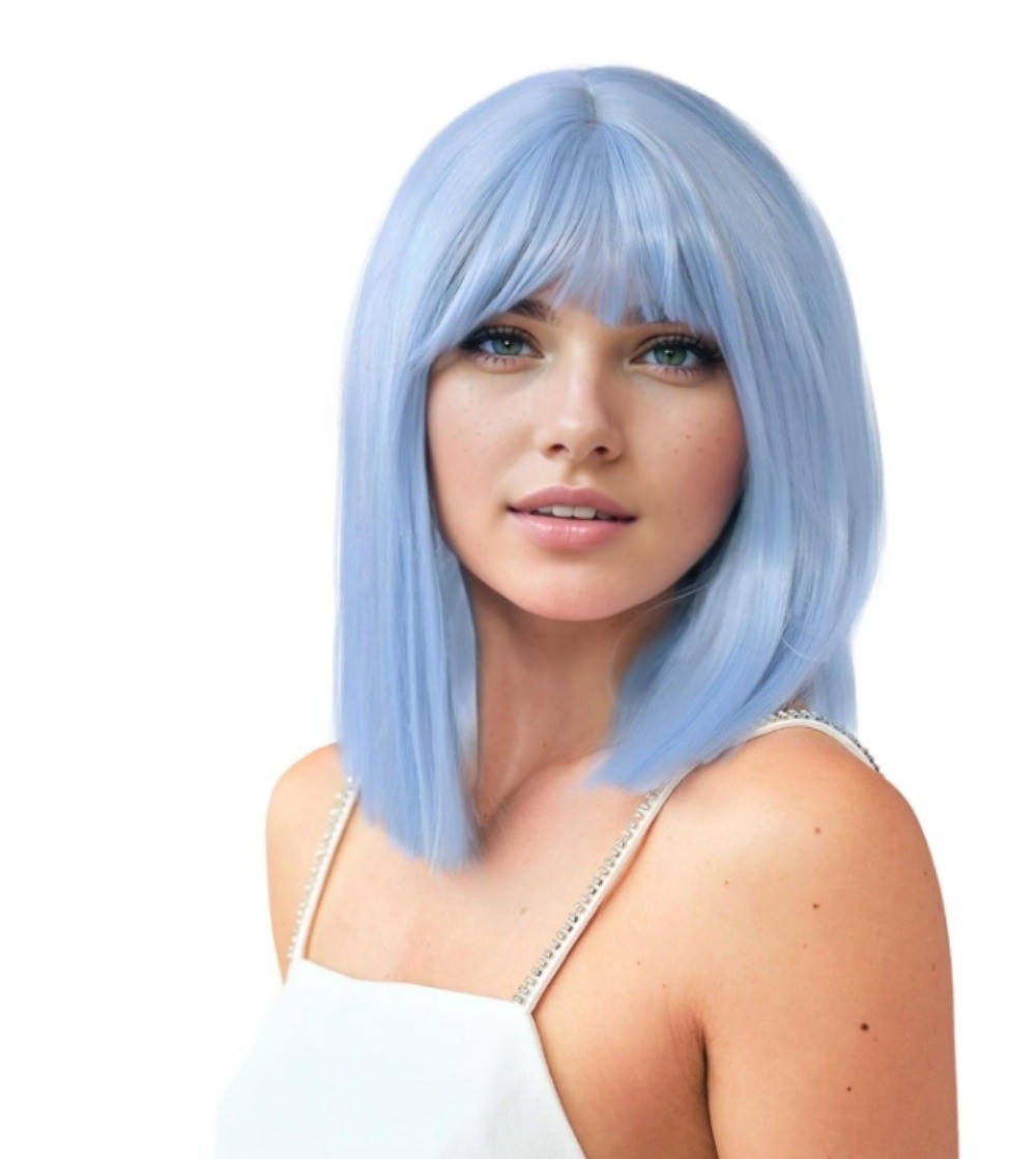 Women Short Straight Bob Wigs Heat Resistant Cosplay Party Halloween Wig 12 Inch