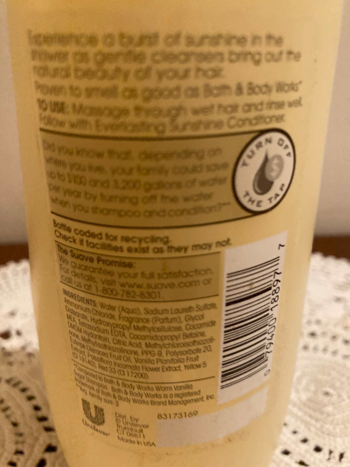 Suave Naturals Everlasting Sunshine Shampoo Family Size 22.5 Oz. Hypo-Allergenic