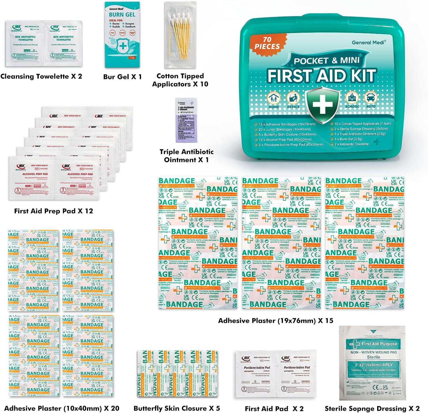 420 Piece First Aid Kit, 6 Individual Boxes of 70 Items Each – Contains Premium