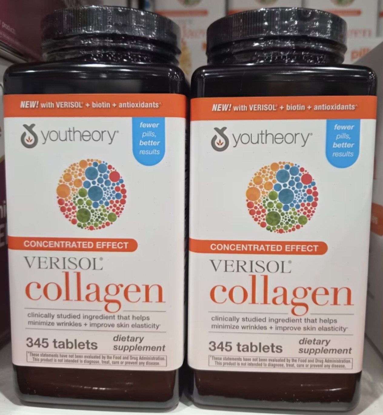 NEW 2 x Youtheory Collagen Concentrated Effect Verisol Biotin exp 10/27 345 tab.