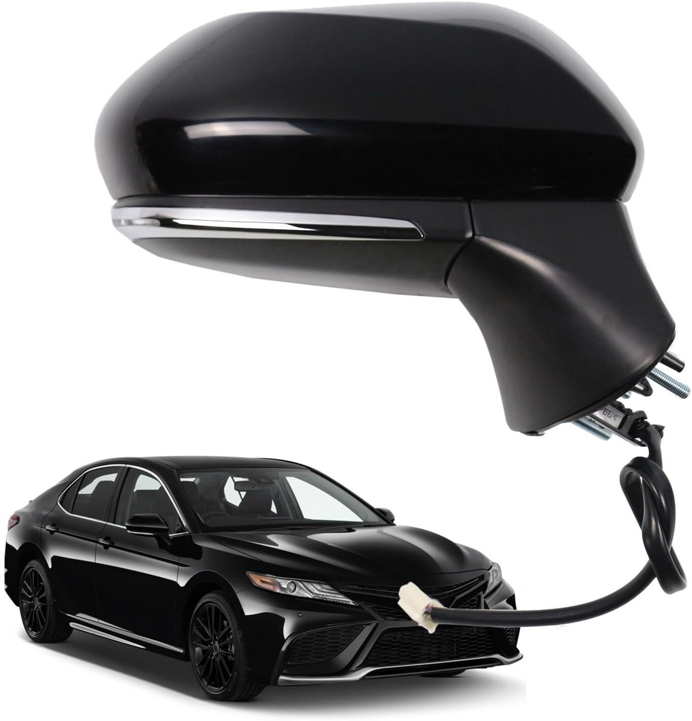 Side Mirror for Toyota Camry 2022 2023 Car Door Black-RH- P+L+H+BSM, black