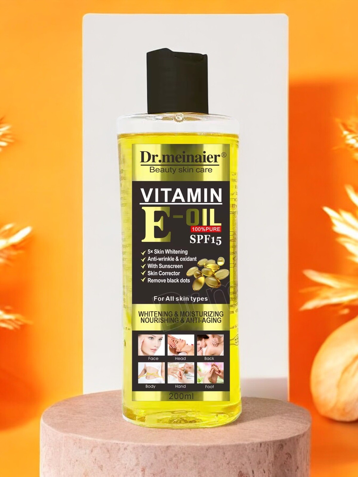 Vitamin E Whitening Body Oil with sunscreen SPF-15 200 ml USA Stock
