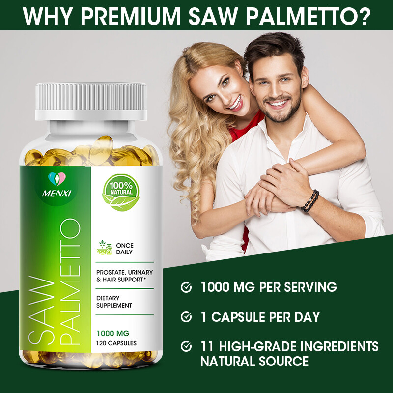 120PCS Saw Palmetto 1000mg – Premium Prostate Health Support Supplement for Men