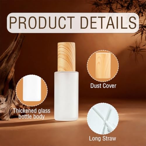 2Pcs 120ml/4oz Empty Transparent Frosted Glass Lotion Pump Bottles with
