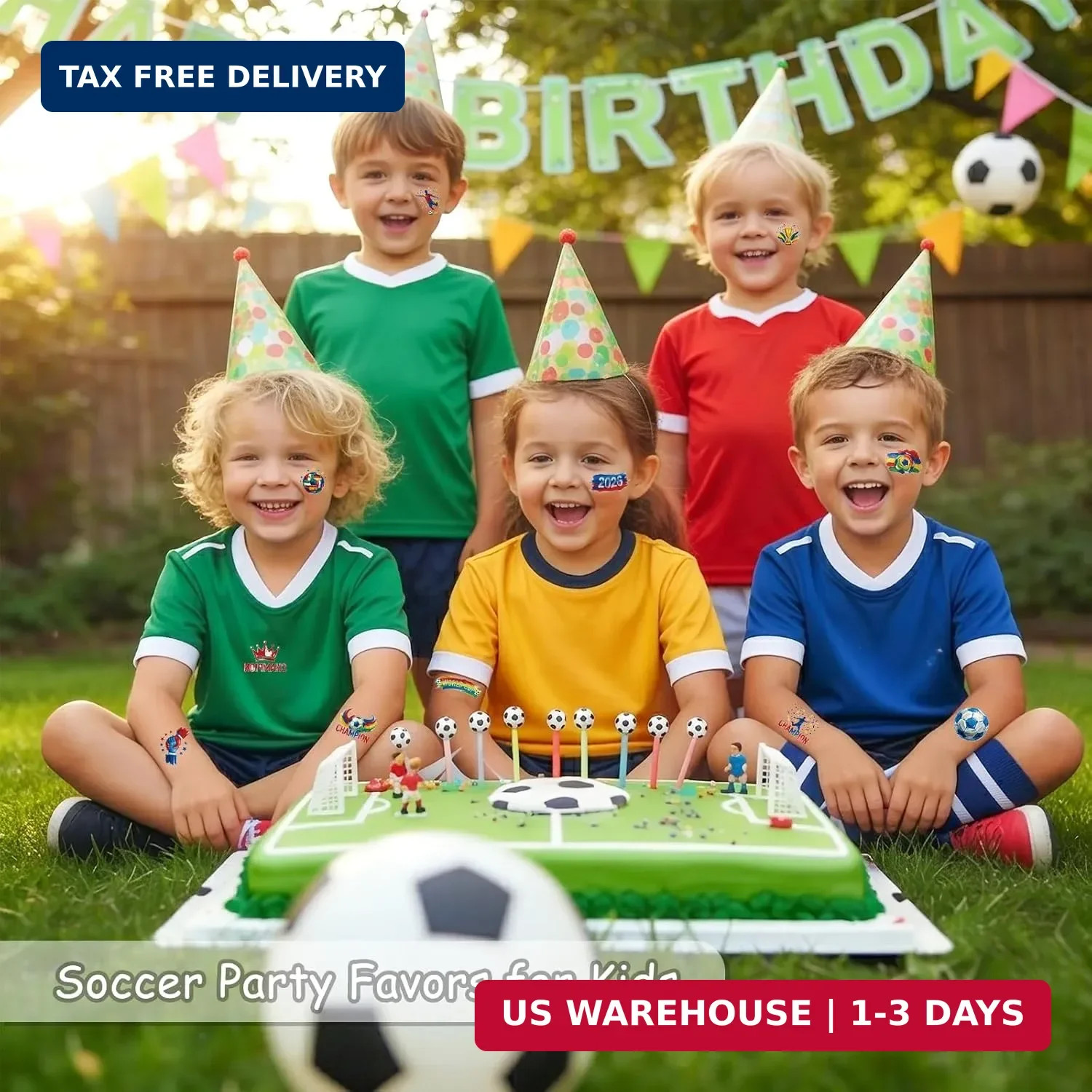 45 Pcs Soccer Tattoos for Kids, Oil Painting Style, World Cup 2026 Merchandise,