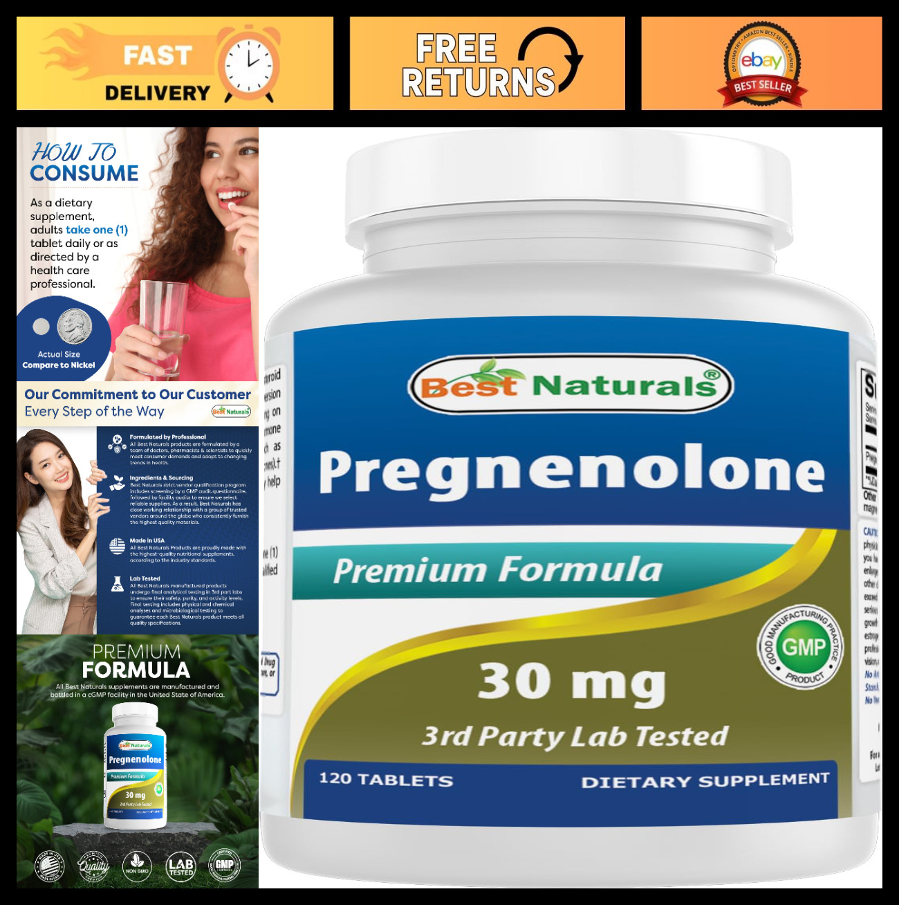 Pregnenolone 30mg Tablets – 120 Count, Hormone Support, Mood & Energy Boost
