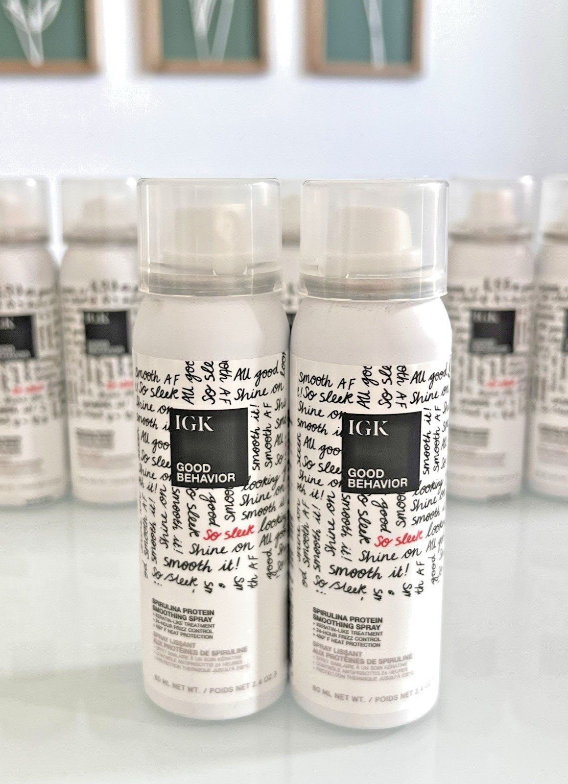 Lot of 2 IGK Good Behavior Spirulina Protein Smoothing Spray 2.4 oz / 80 ml