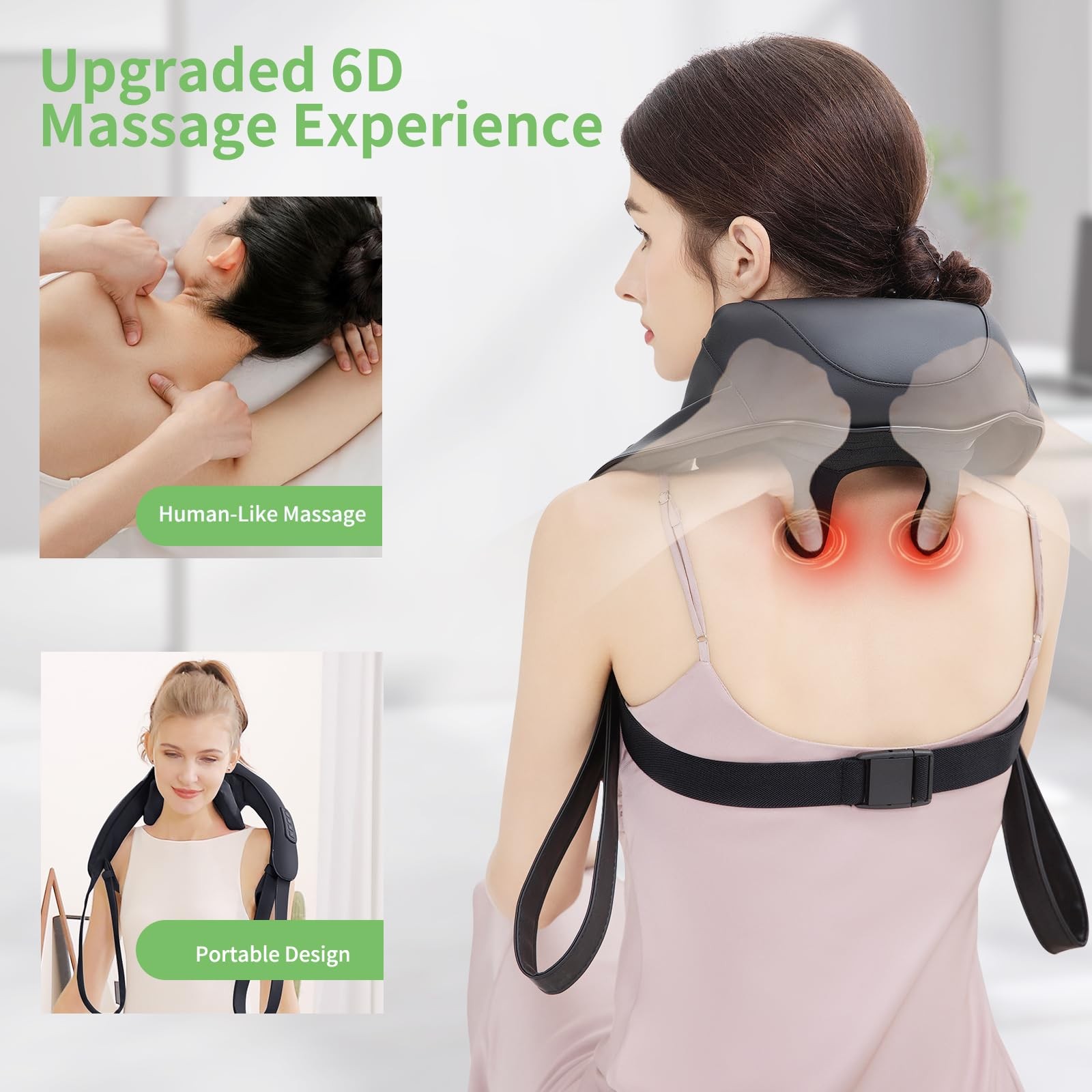 Masgre Shiatsu Neck And Back Massager Heat Upgraded 2600Mah Cordless Shoulder