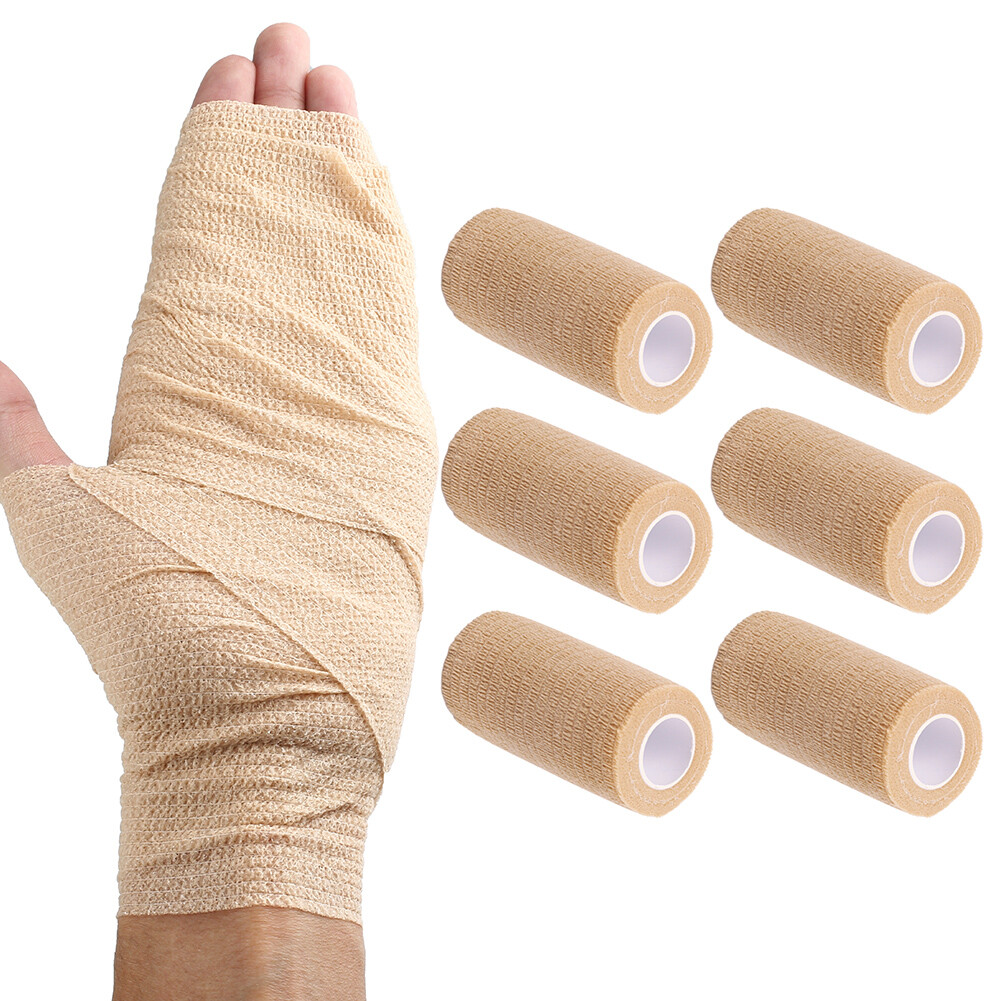 Self Adherent Cohesive Bandages Wrap 1″ 2″ 3″ 4″ x 5 Yards Adhesive Medical Tape