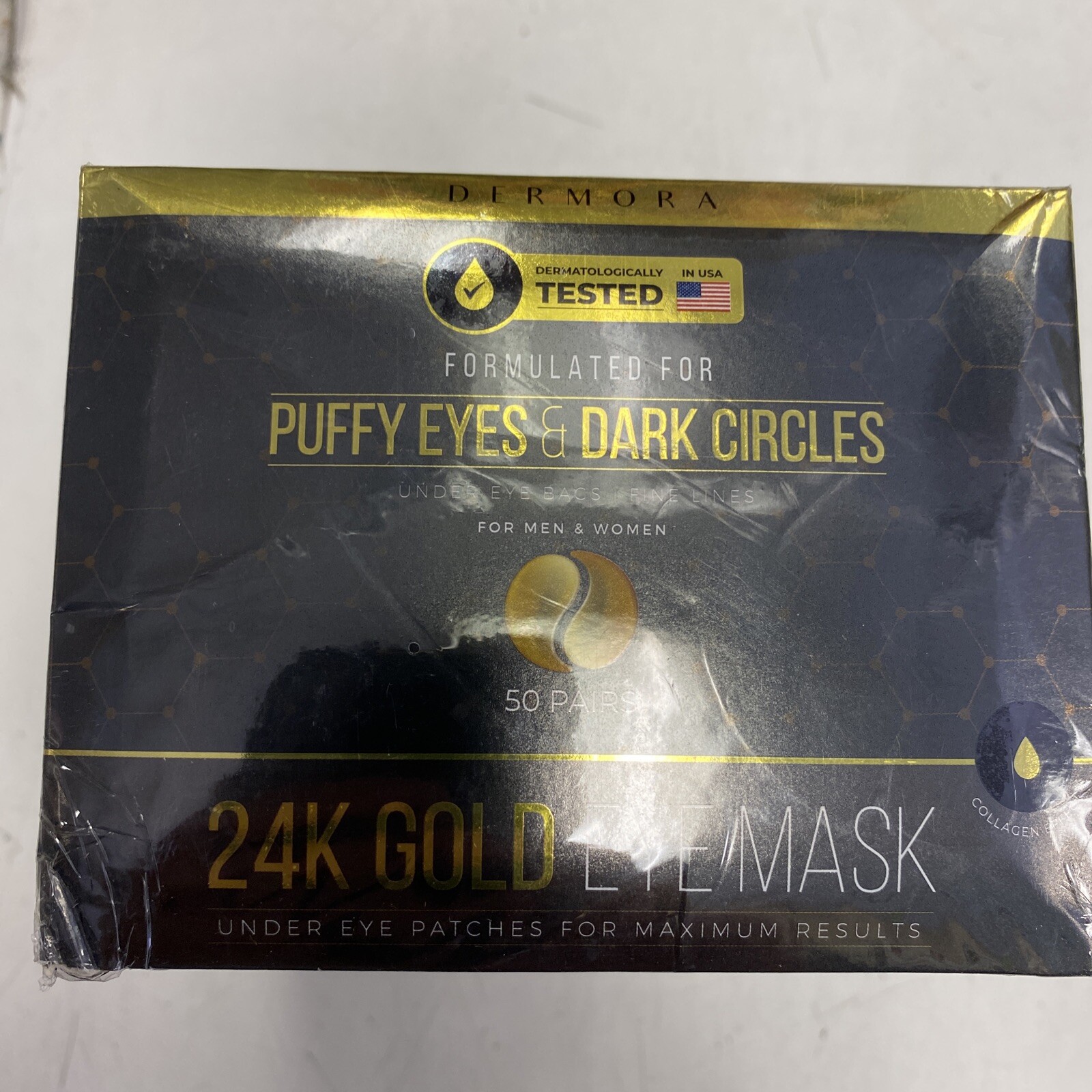50 pairs Dermora Smoother Eyes 24K Gold Eye Mask Exp 08/2024. Sealed box