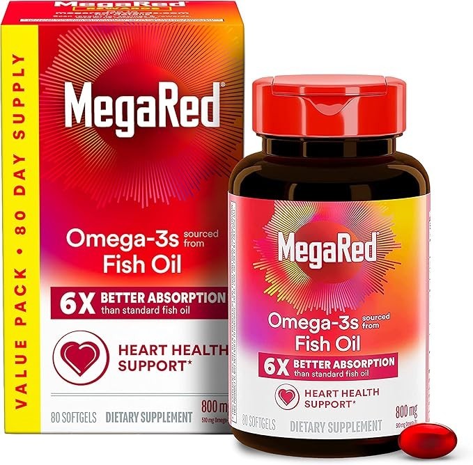 MegaRed Advanced 6X Absorption Softgels 80 softgell Oil Supplement 800mg