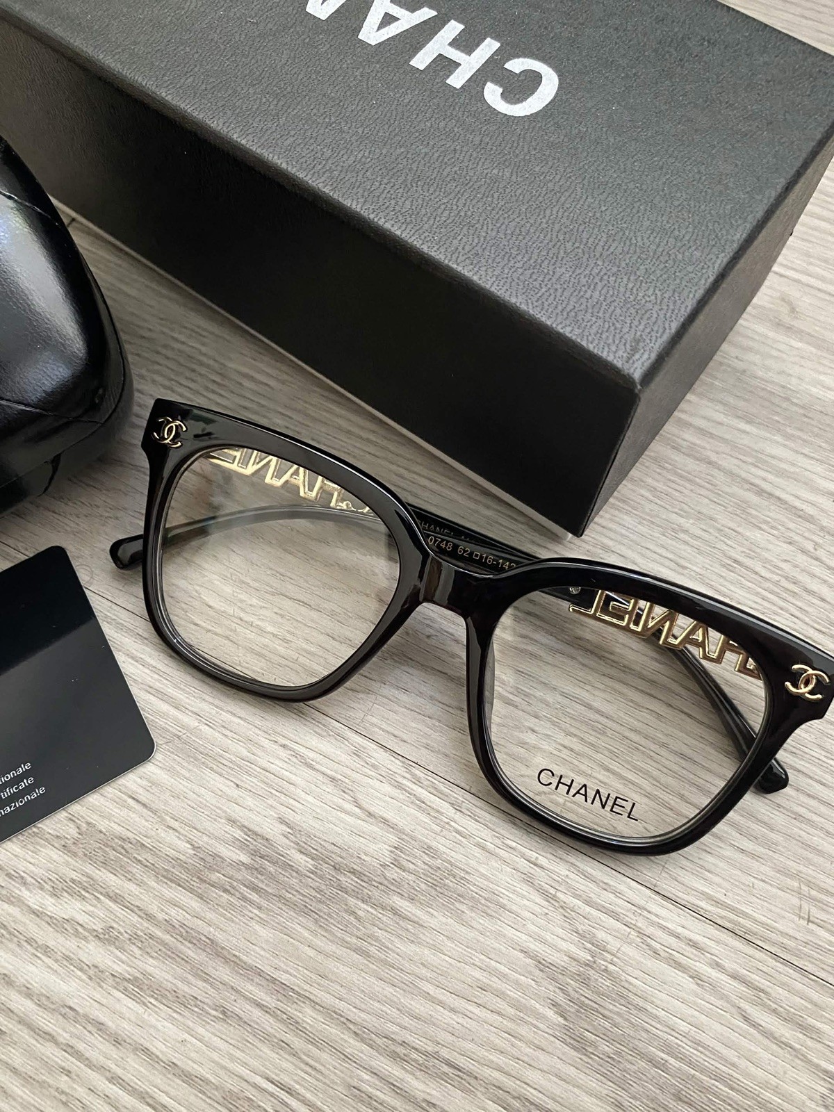 CHANEL CH0748 Black & Gold Chanel Logo Eyeglasses Frames
