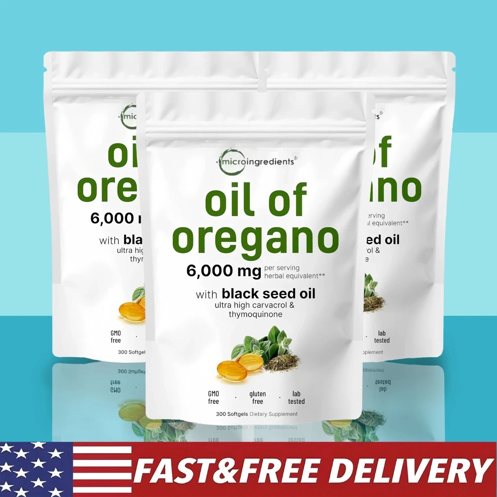 Ingredients Oregano of Oil Softgels 6000mg Count Serving,900 Per 3X Micro
