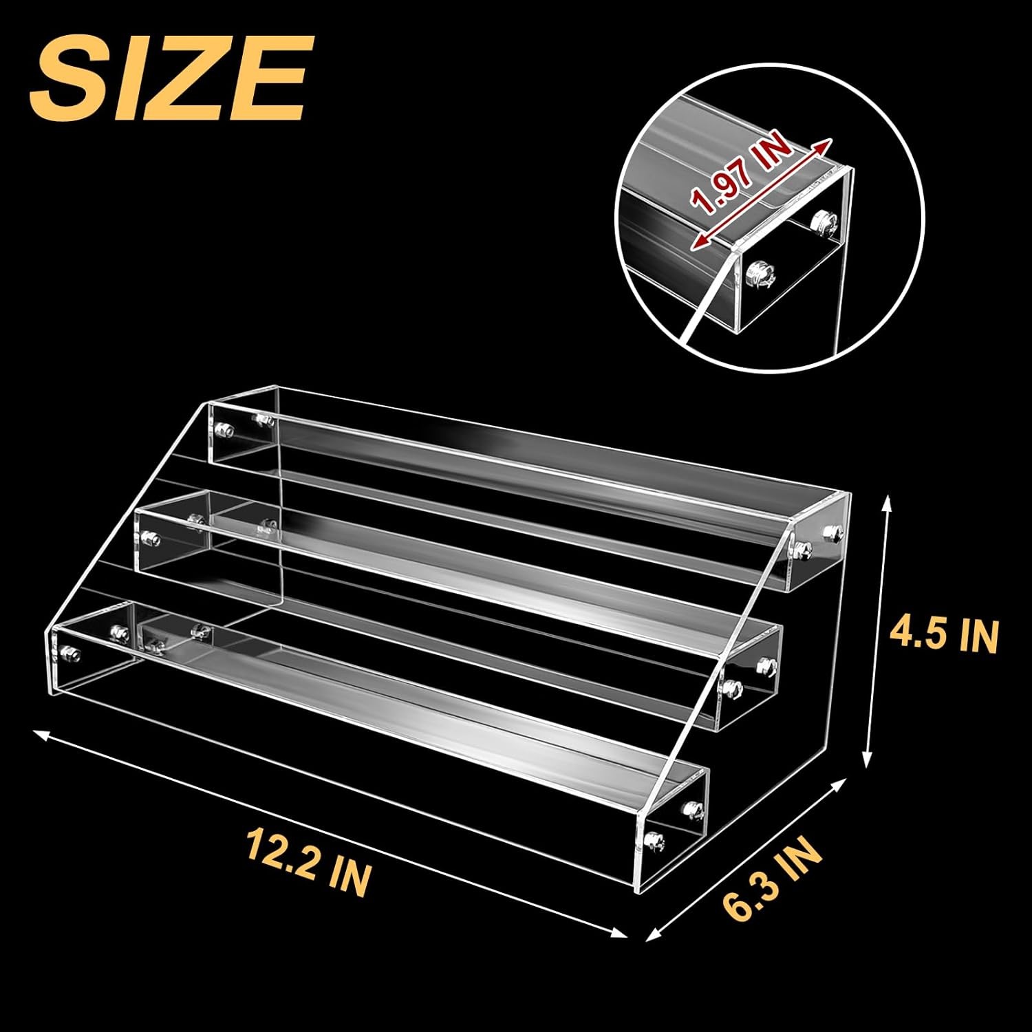 Acrylic Riser, 12 Inch 3 Tier Clear Perfume Organizer, Skincare transparent