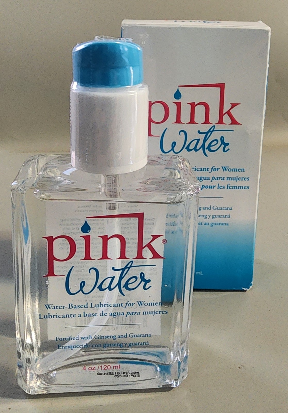 Pink Water 4oz Glass Bottle Water Based Lubricant with Pump