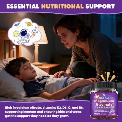 Magnesium Glycinate Gummies 200mg Sleep Support Kids Adults 60ct
