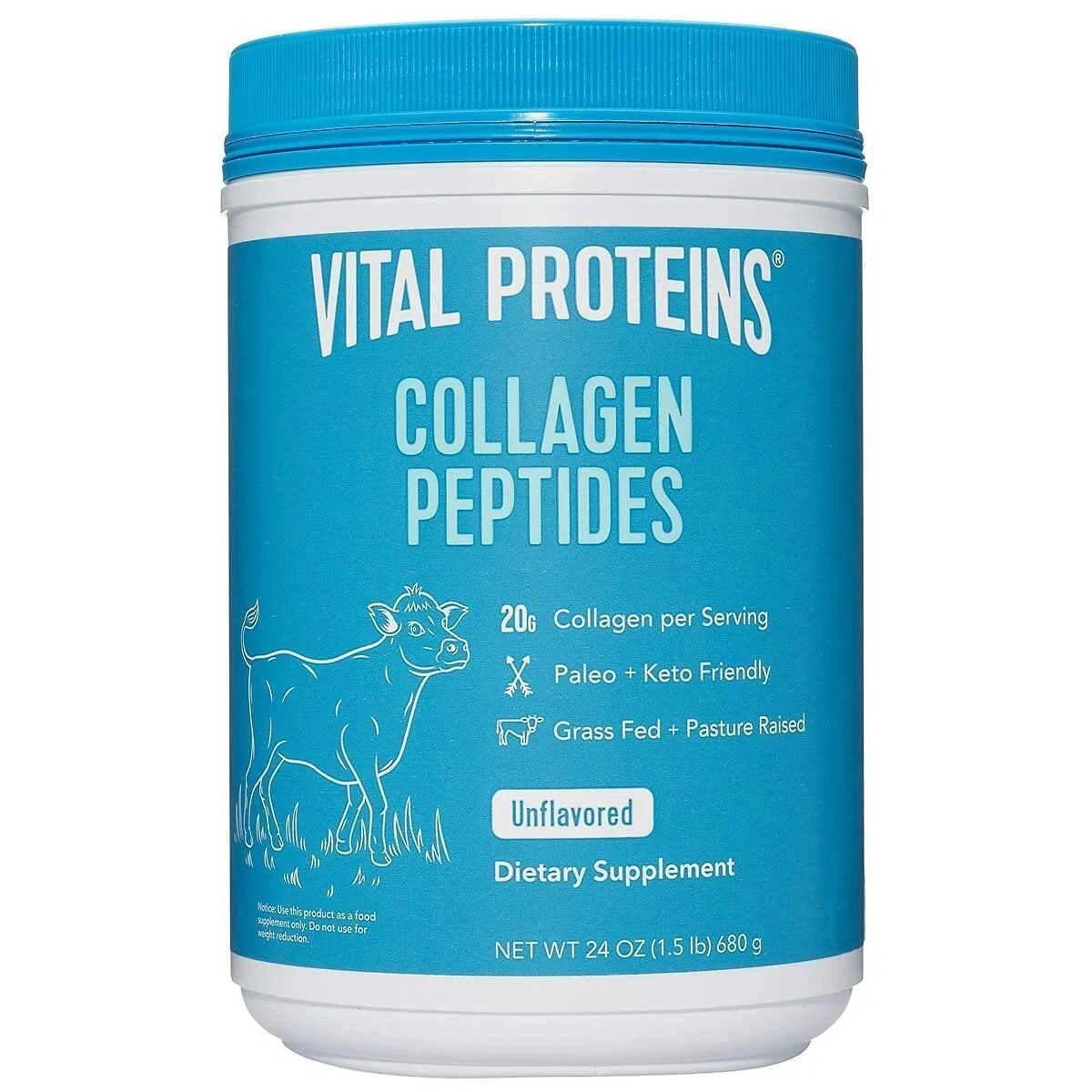 Vital Proteins Collagen Peptides Unflavored Powder Supplement 24 Ounces