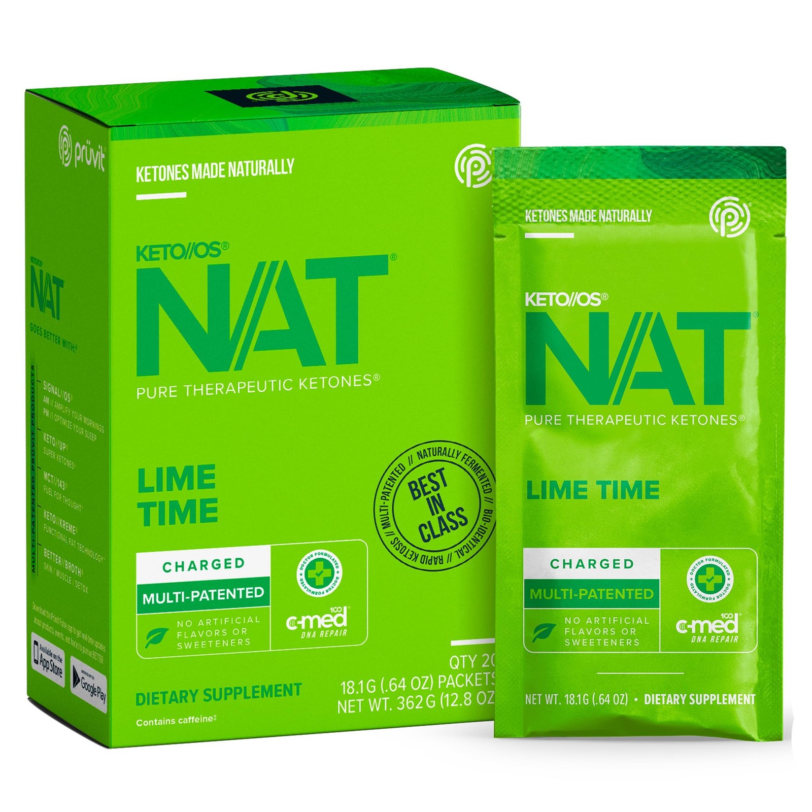 Pruvit Keto//OS NAT Lime Time Charged Pure Therapeutic Ketones with CMed 1…