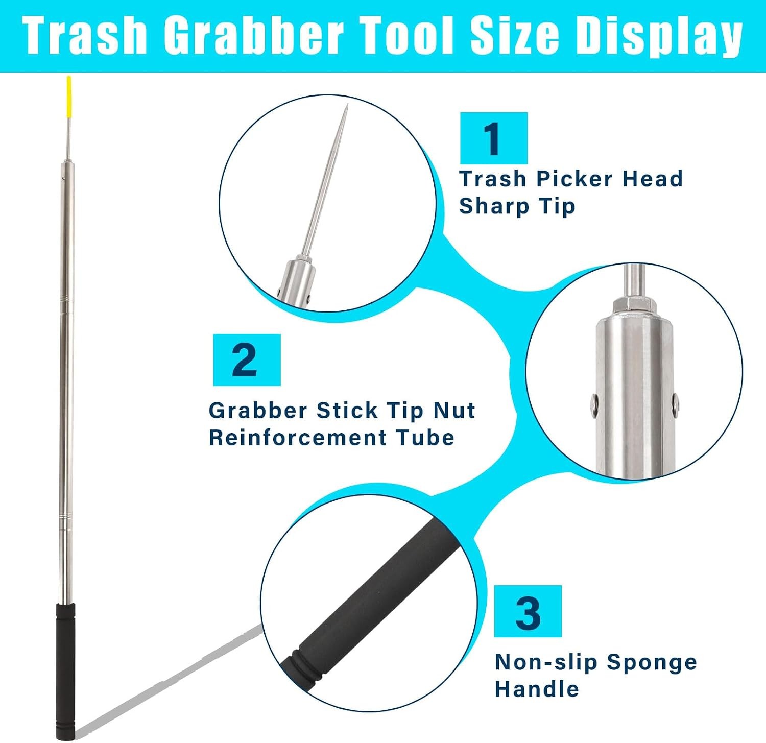 Trash Pickup Tool,48Inch Trash Picker Upper Grabber High-Duty Stainless Steels