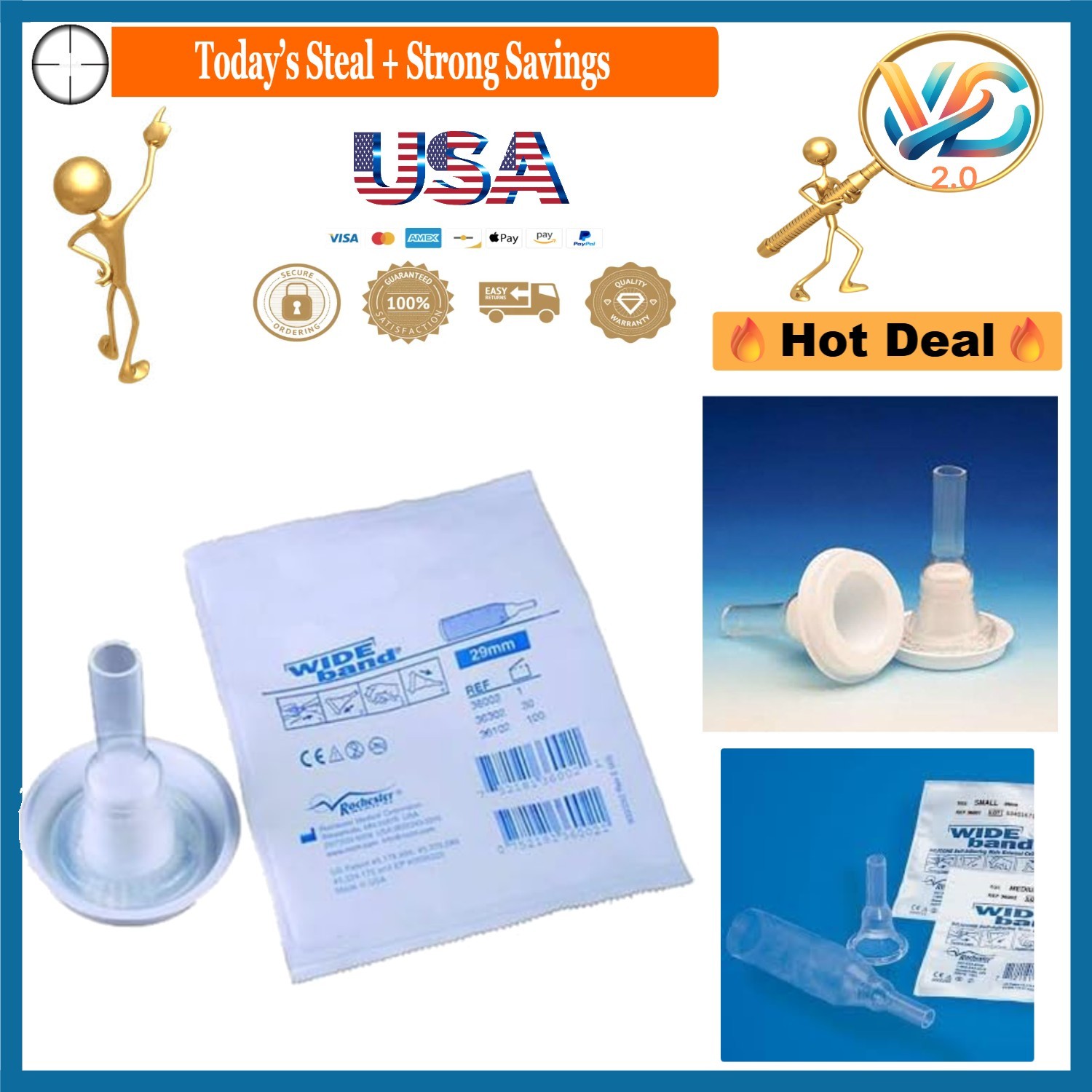 10 Pack Male External Condom Catheters 29mm Medium Self-Adhesive Odorless
