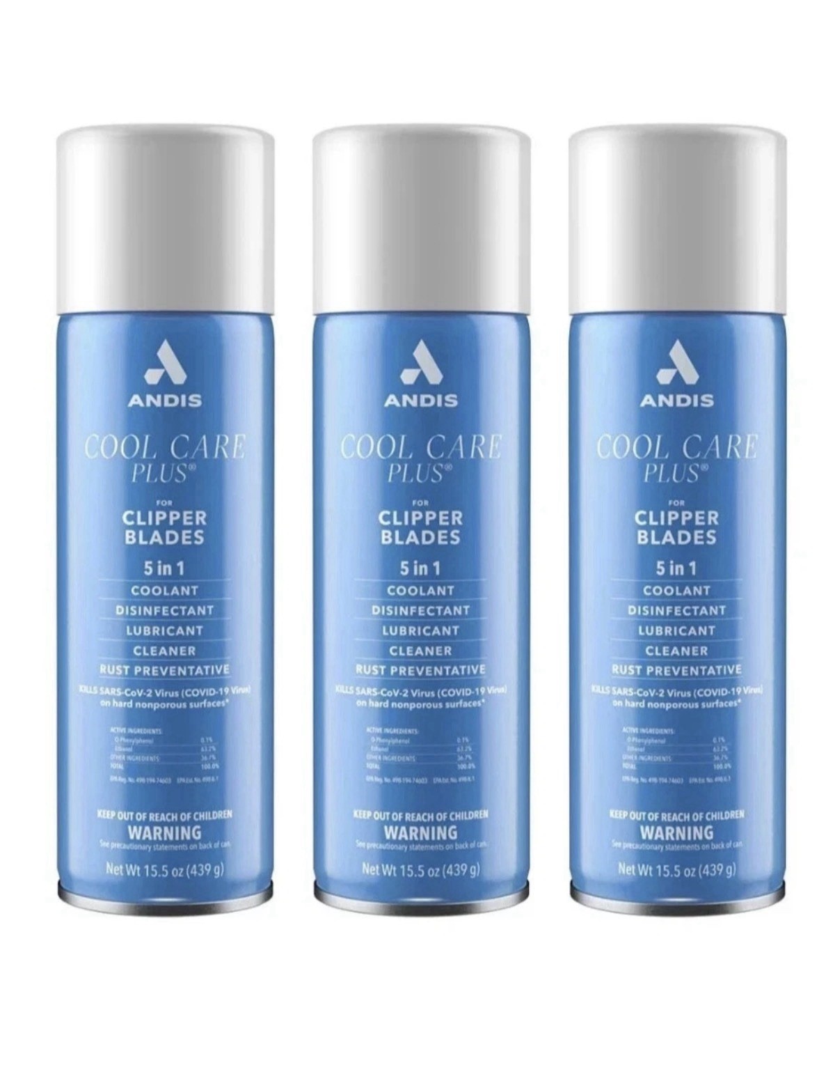 3 Packs of Andis Cool Care Plus 15.5 Oz Spray For Clipper Blades