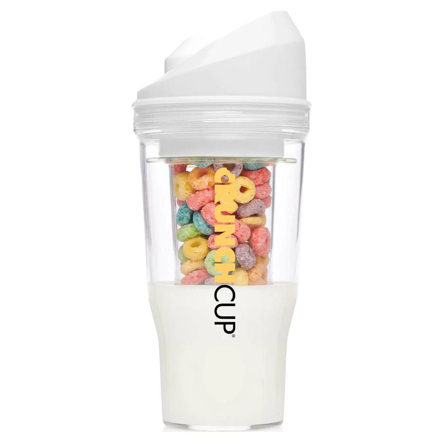 XL White: Portable Plastic Cereal Cup for Breakfast on the Go, Bpa-Free & Dishwa