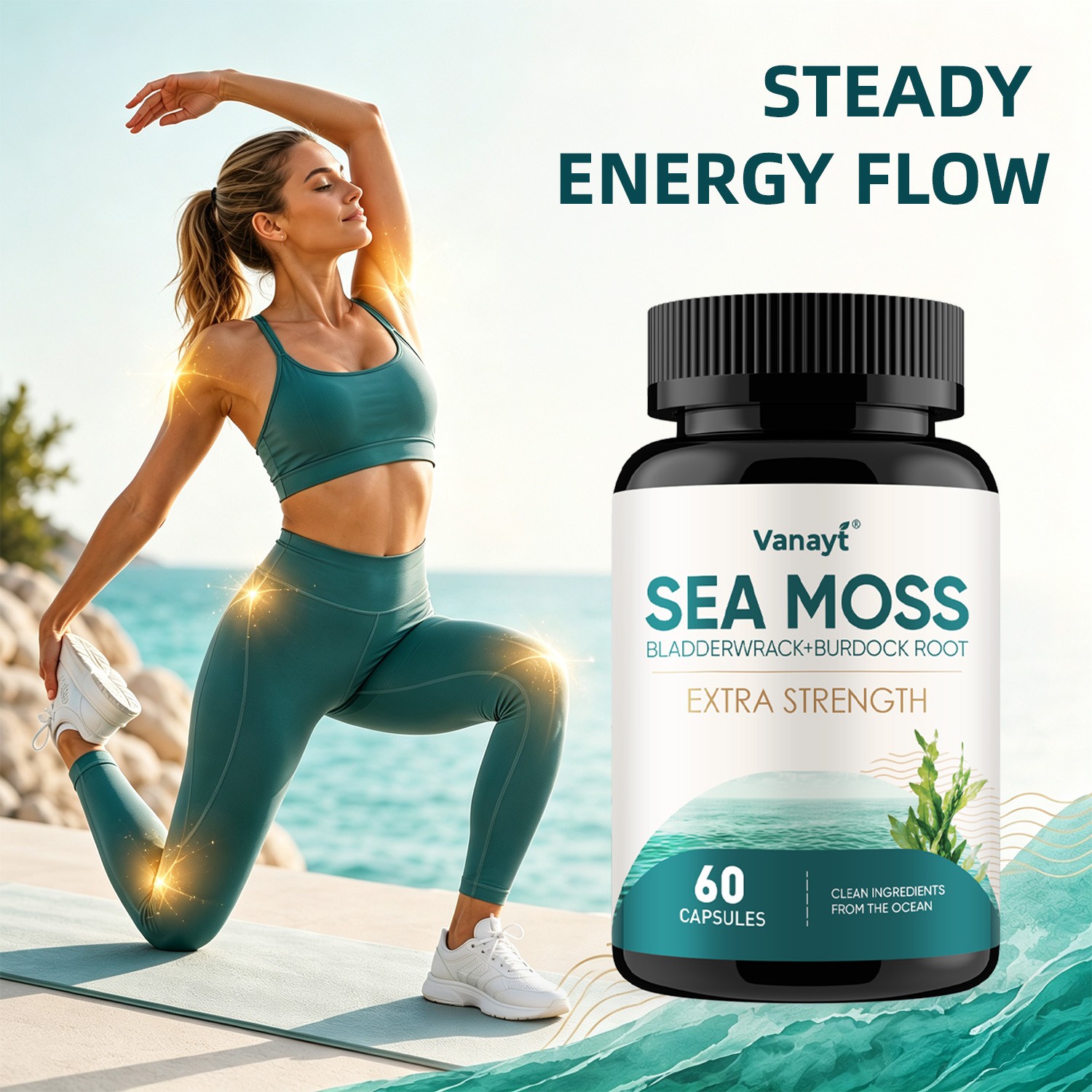Sea Moss Capsules Irish Moss Bladderwrack Burdock Root Thyroid Immune Support