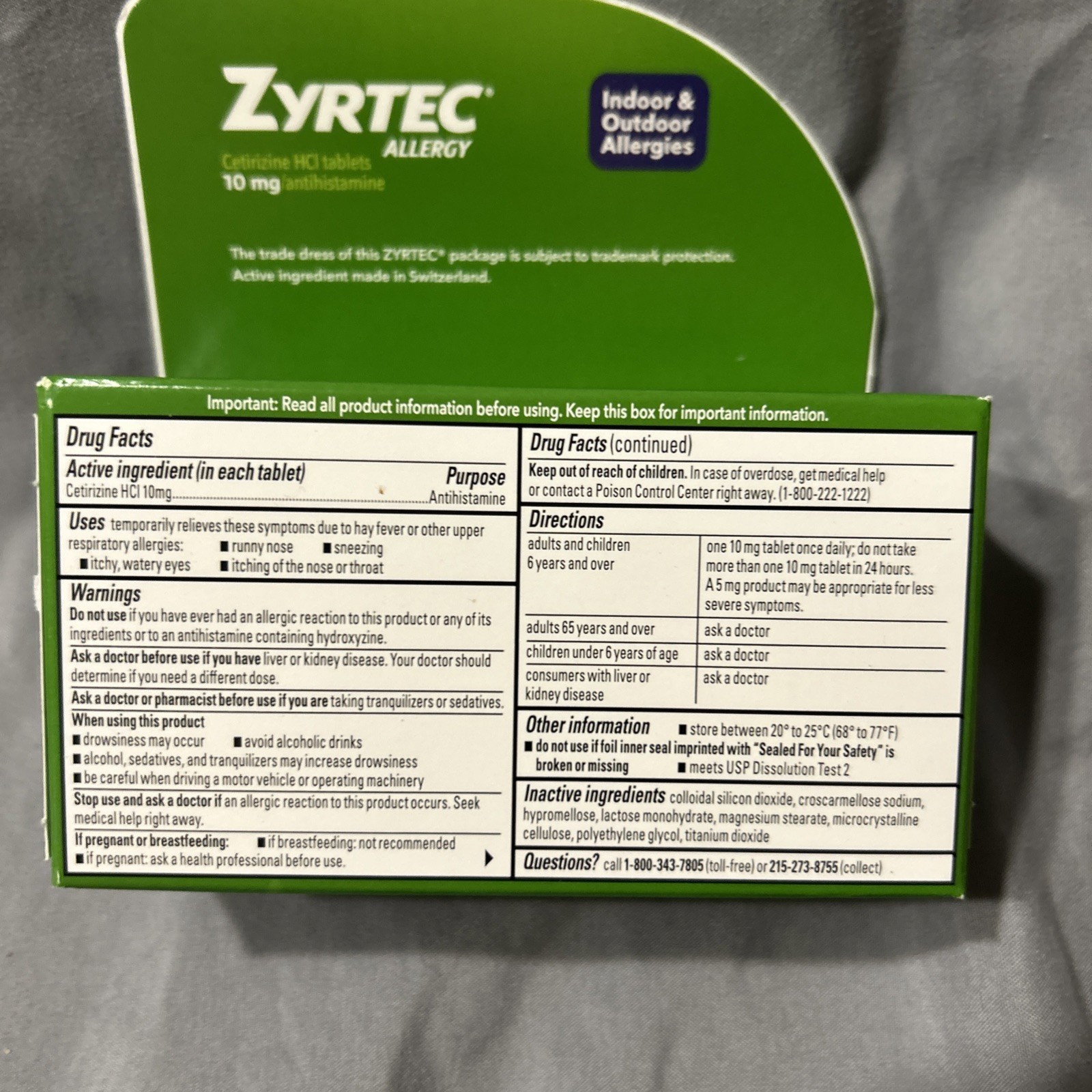 Zyrtec 24hour Allergy Relief Tablets Blunde Of One 30 Count Bottle + Pack Travel