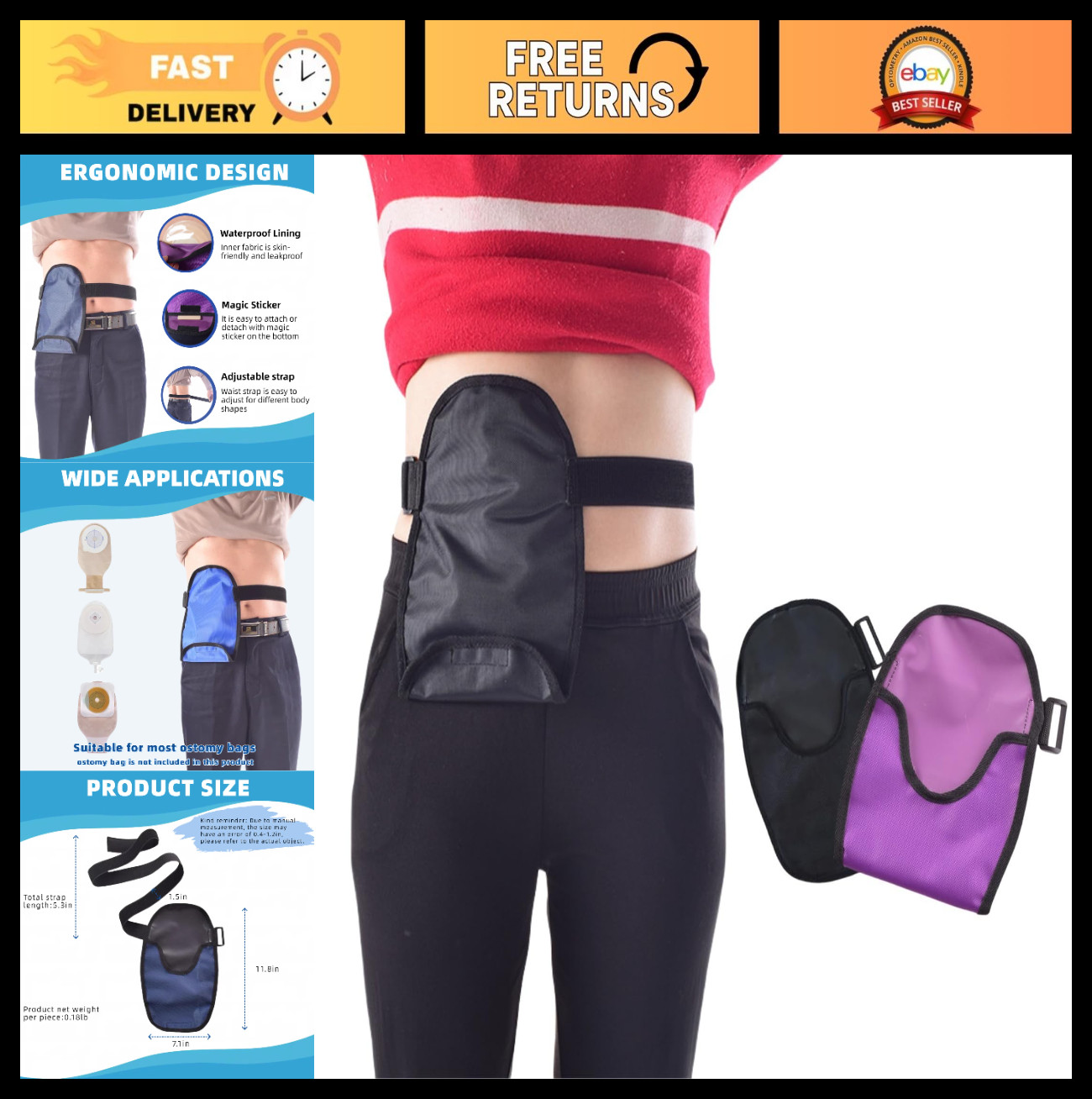 Adjustable Colostomy Bag Covers – Washable, Reusable, Leak-Proof Stoma Pouch Cov