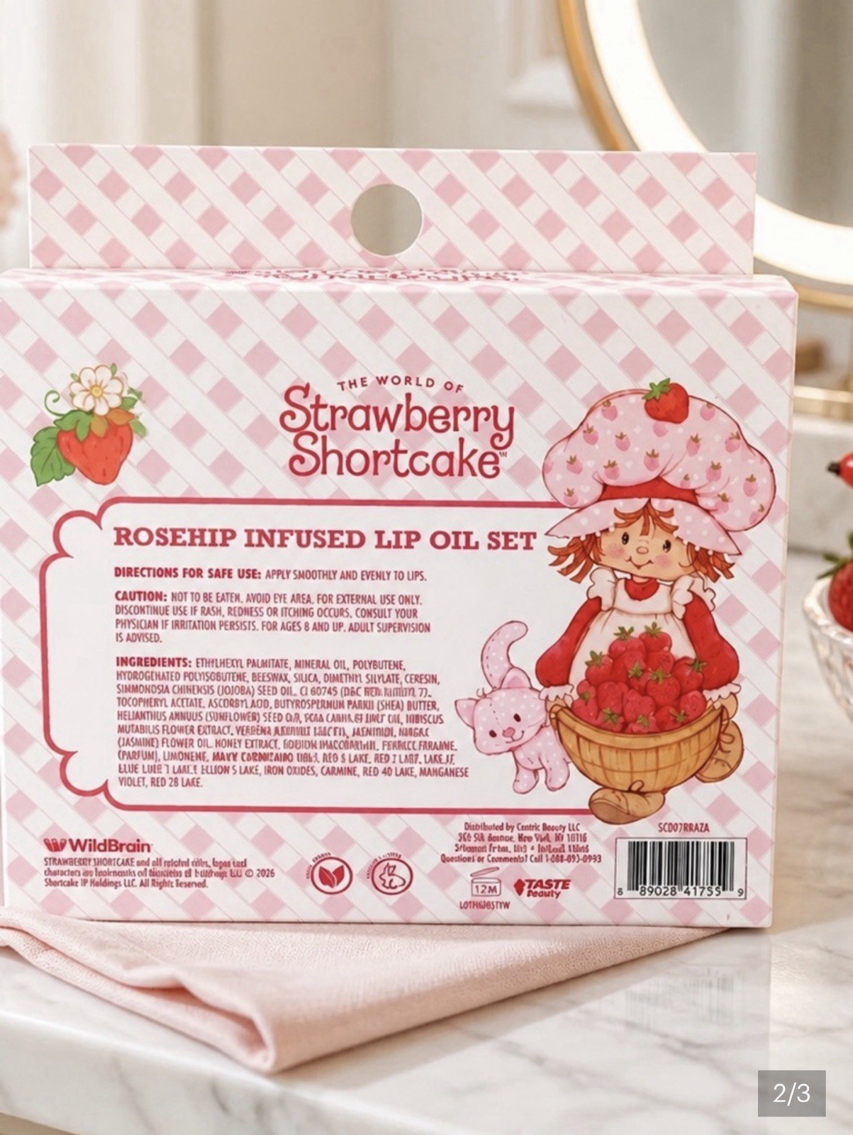 Strawberry Shortcake Rosehip Infused Lip Oil Set 3 Pc Hydrating 0.42 fl oz New