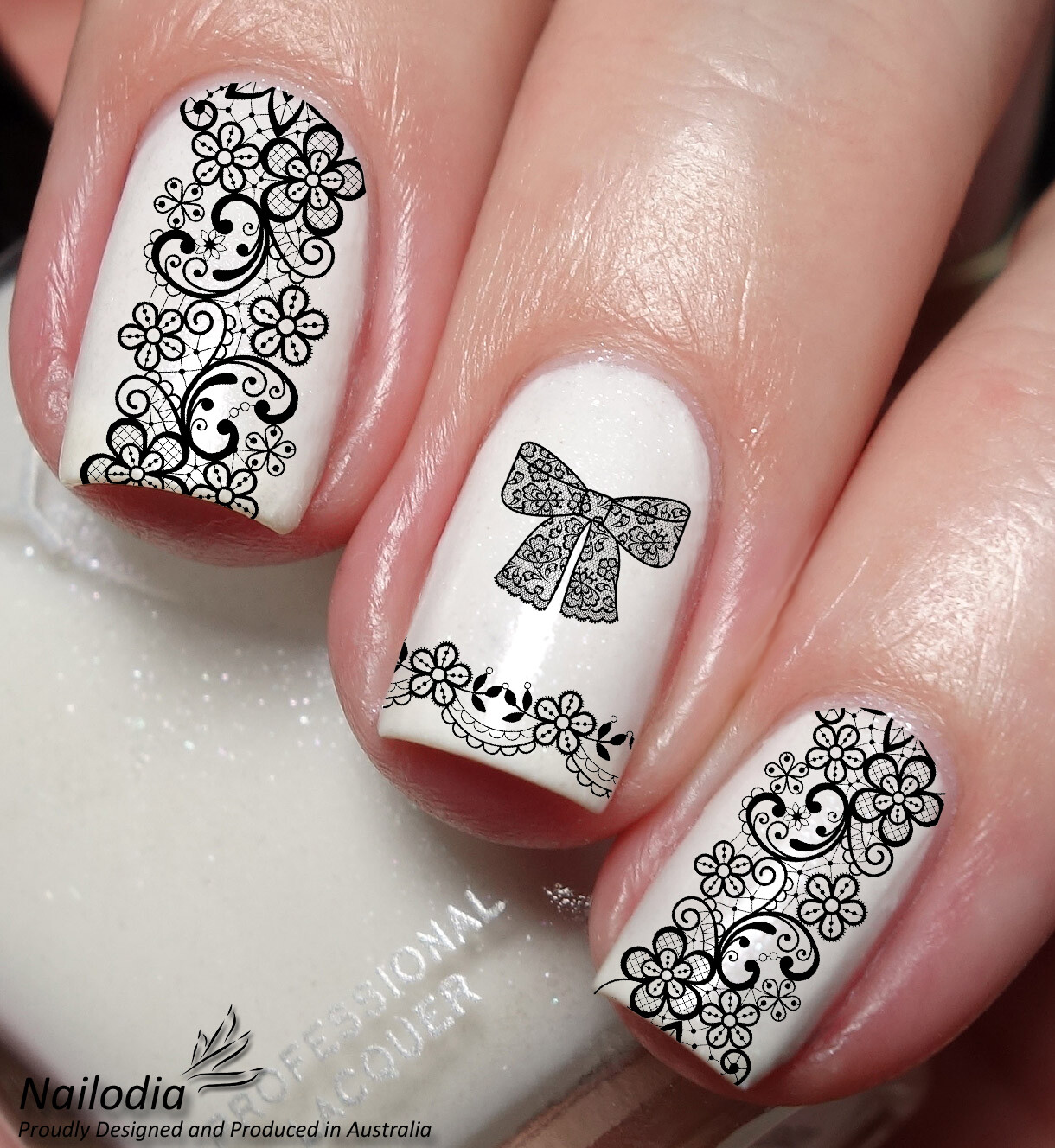 Black Lace Floral Flower Nail Art Decal Sticker Water Transfer Slider