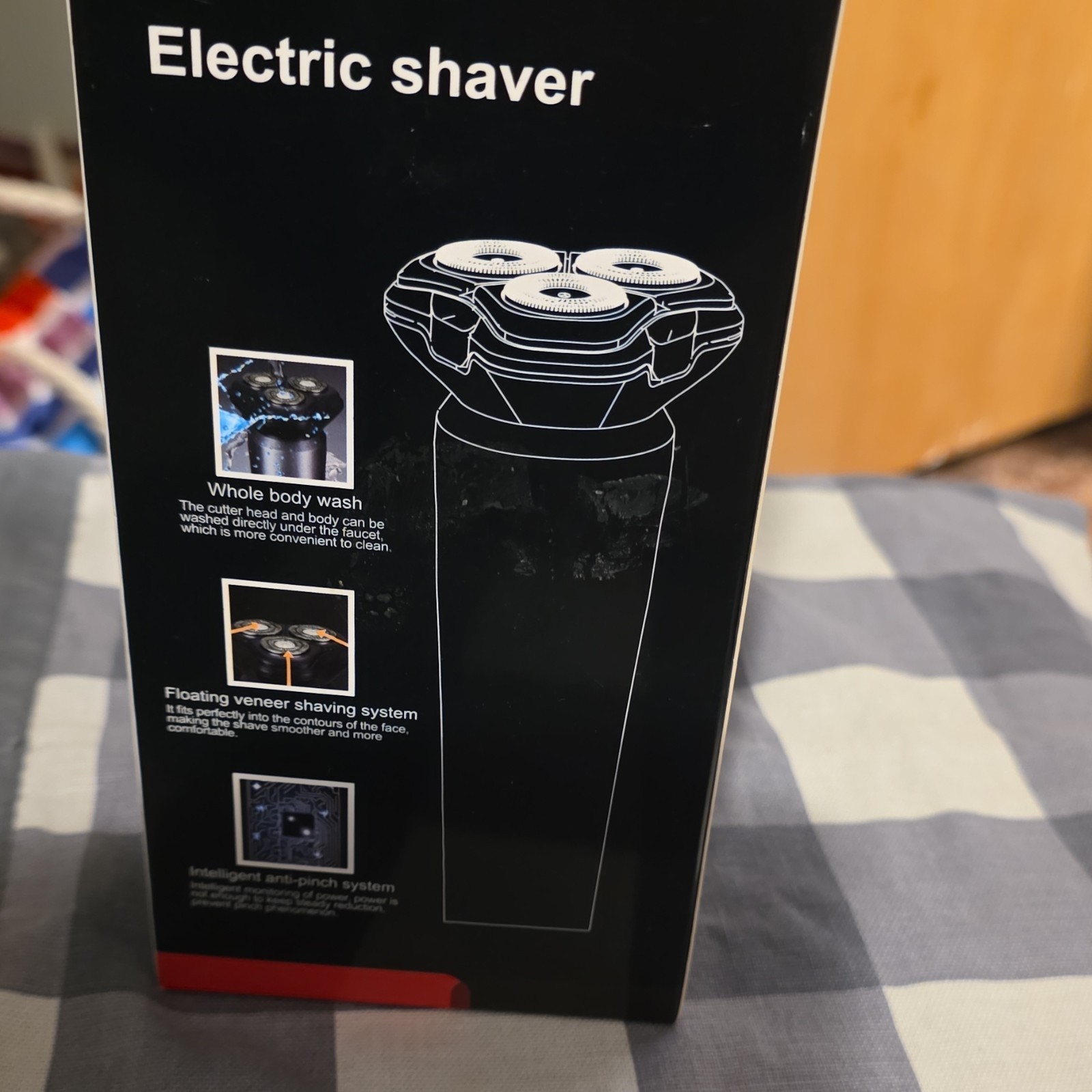 Men’s Electric Facial Shaver 3-Head Rotary Motor, Washable, Black for Face
