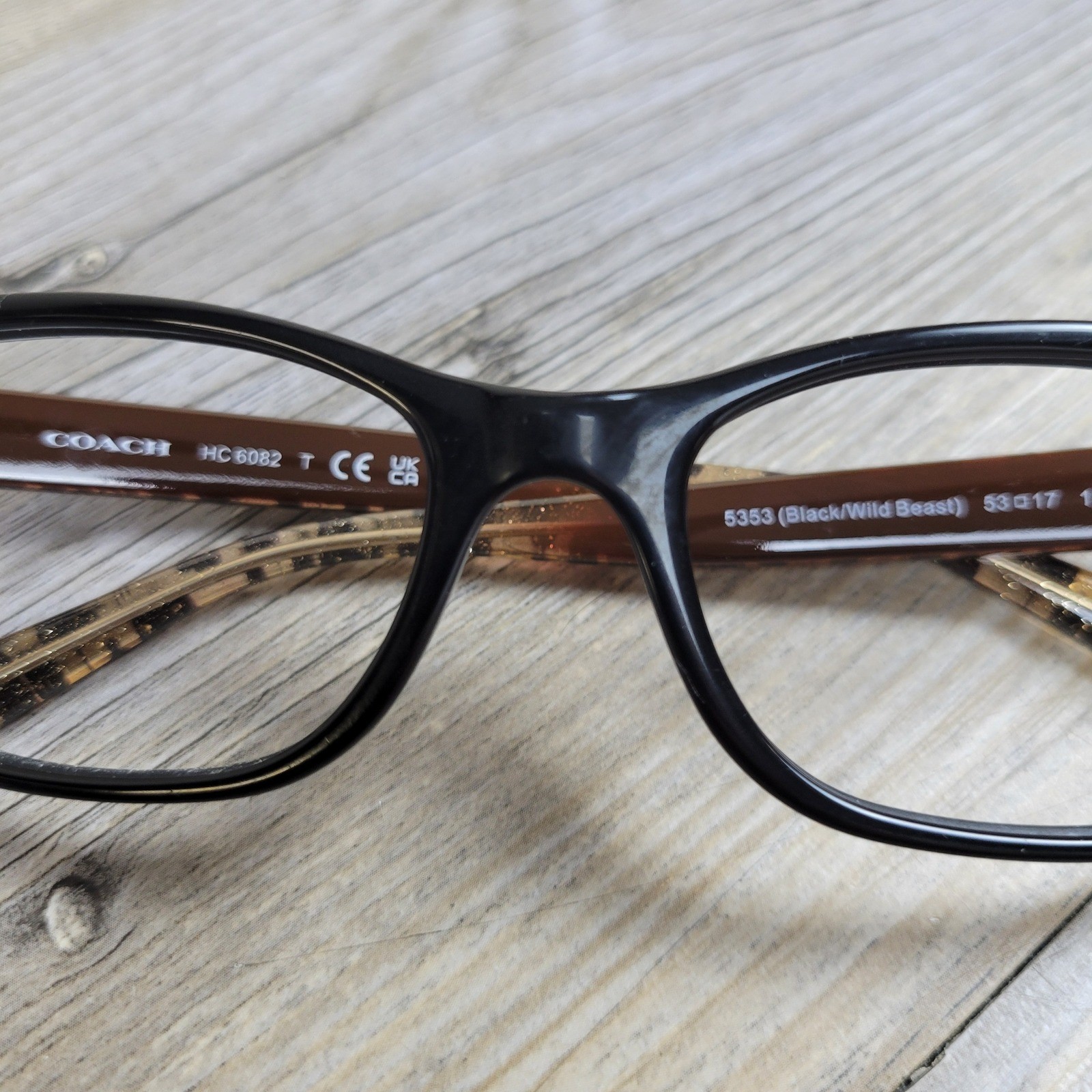 Coach Eyeglasses Frames HC 6082 T 5353 Black/Wild Beast Animal Print 53-17-135