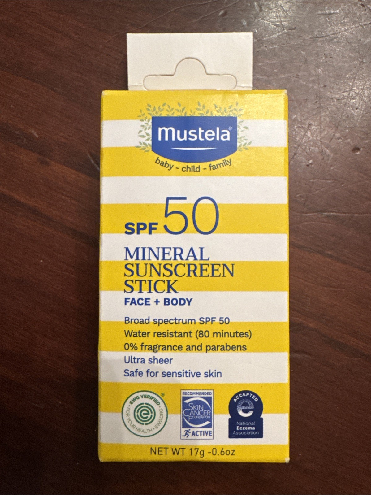 Mustela Baby Mineral Sunscreen Stick SPF 50 Broad Spectrum Face&Body Sun Stick