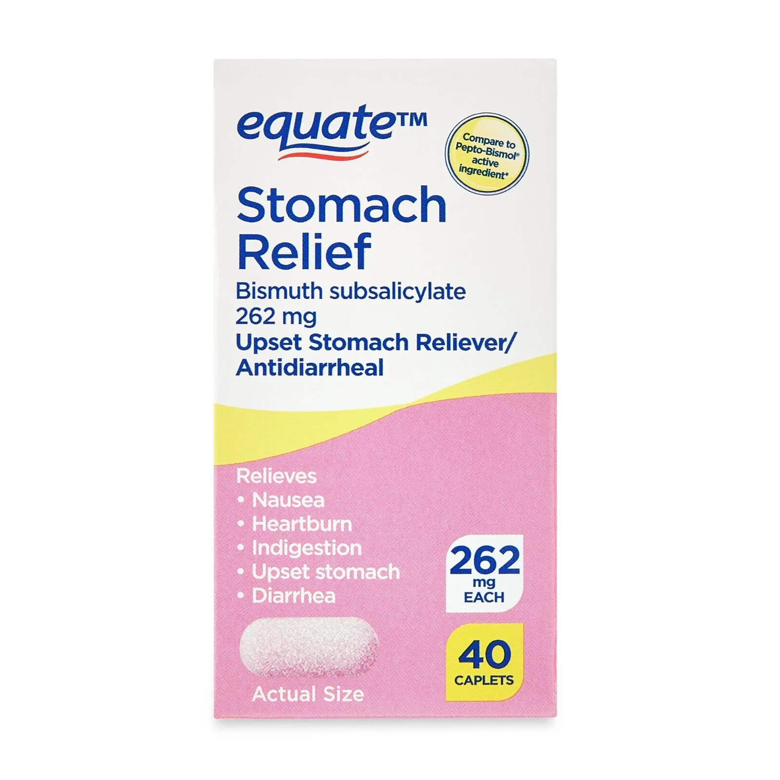 Equate Stomach Relief Caplets, 262 mg, 40 Count ( FREE SHIPPING
