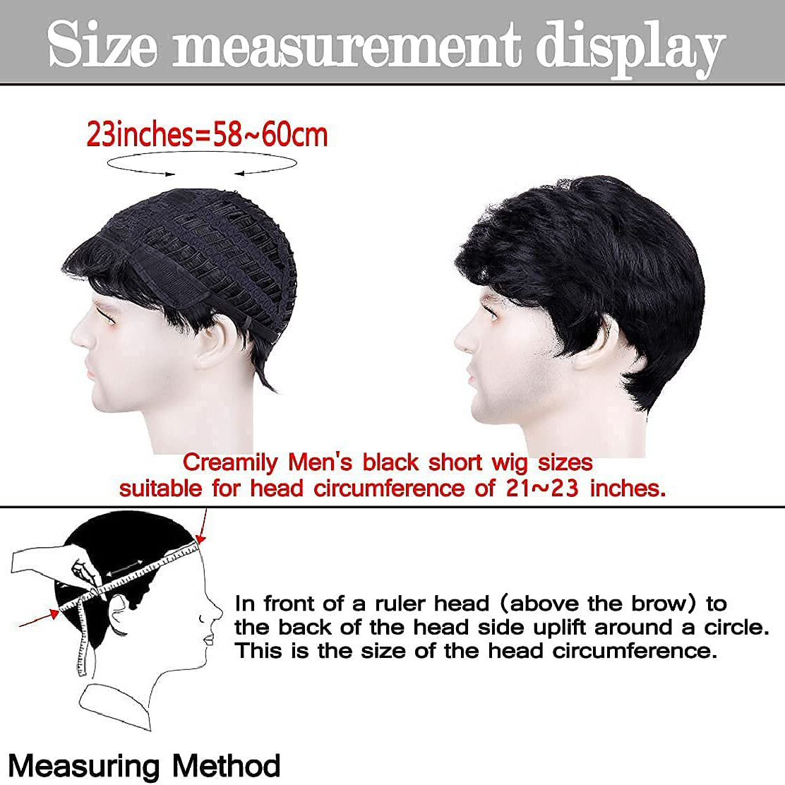 Handsome Adult Men Short Wavy Wig Natural Black Cosplay Party Layered Full Hair