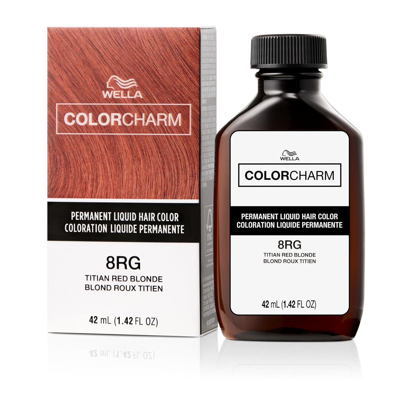 Hair Color Permanent Liquid 1.4 Fl Oz 8RG Titan Red Blonde COLORCHARM Gray