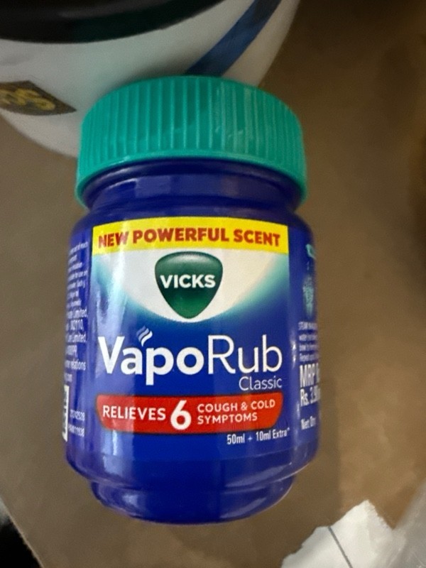 Vicks VapoRub Chest Rub Ointment Cough Relief Cold Aches Pains 50g +10g Extra=60