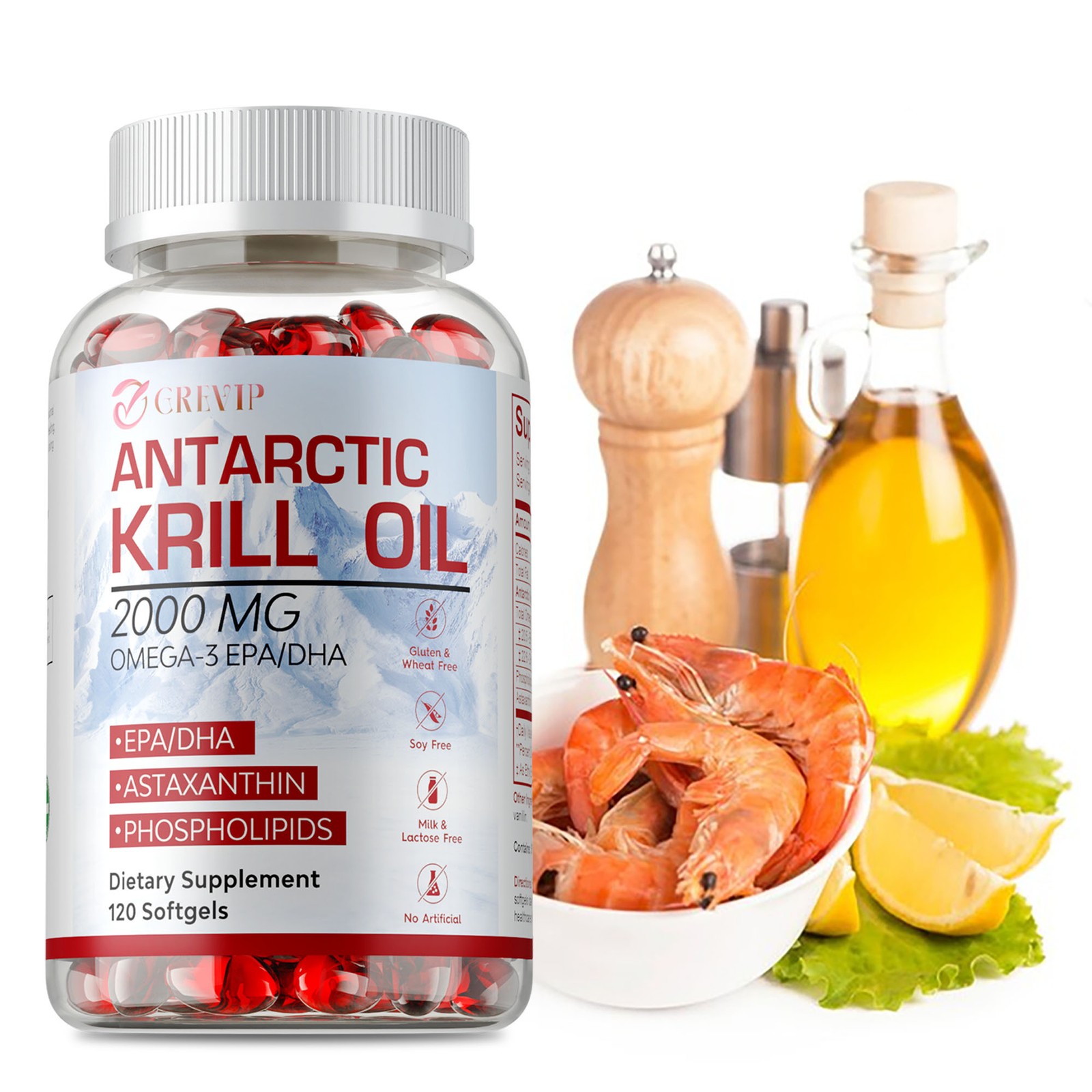 Antarctic Krill Oil 2000mg – Omega 3 EPA, DHA,Astaxanthin- Joints & Heart Health