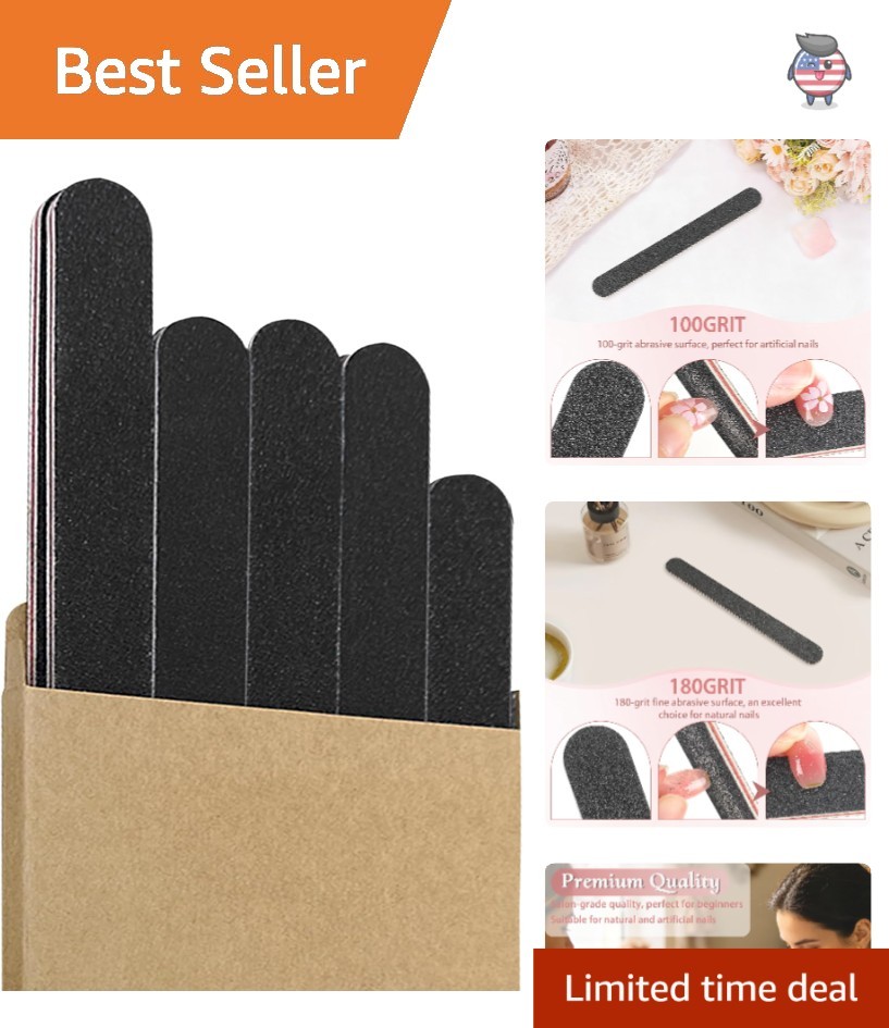Durable 10 Count Nail File Set, Eco-Friendly Design & Packaging Included